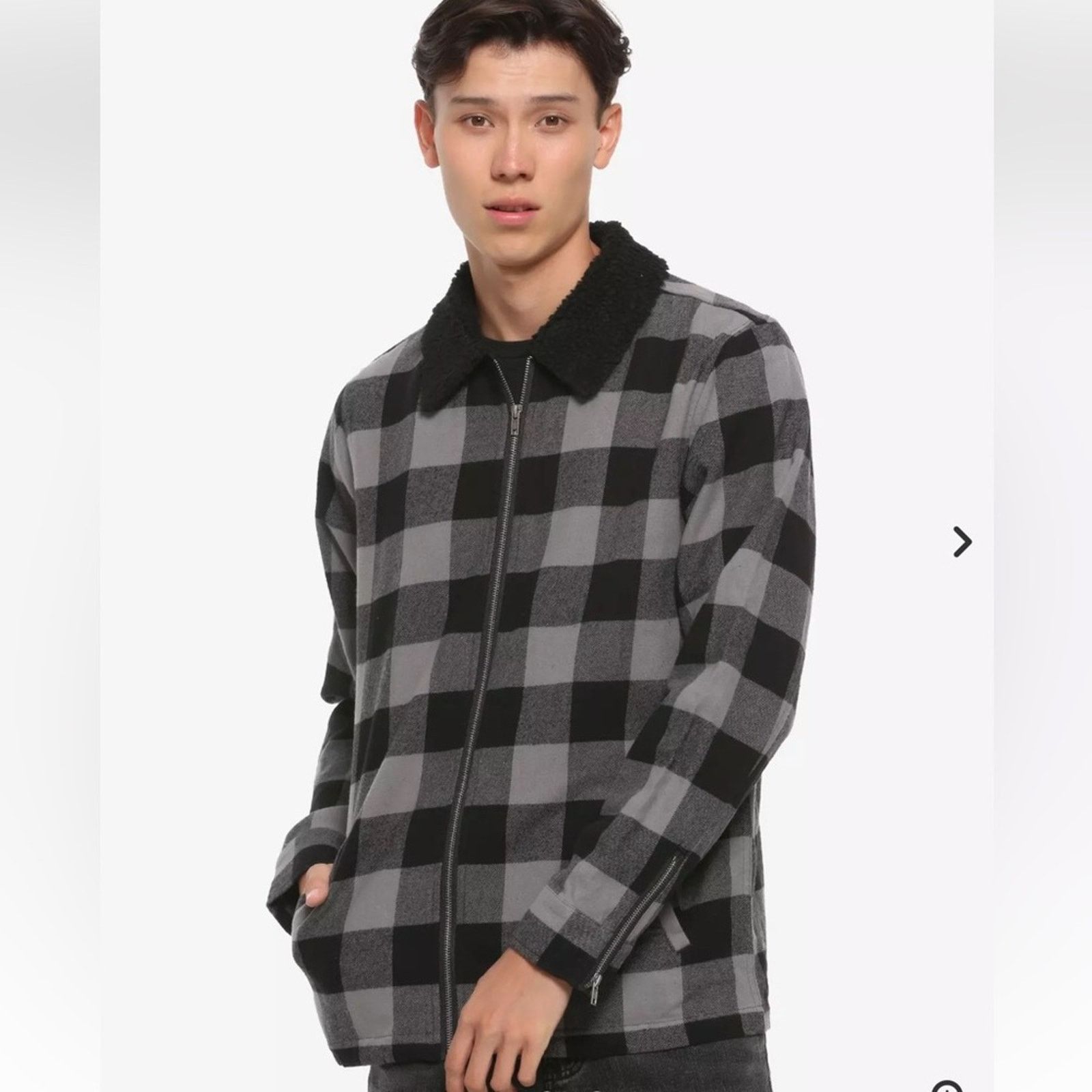 Hot Topic Hot Topic Plaid Zip-Up Jacket with Cozy Collar Size US L / EU 52-54 / 3 - 6 Thumbnail