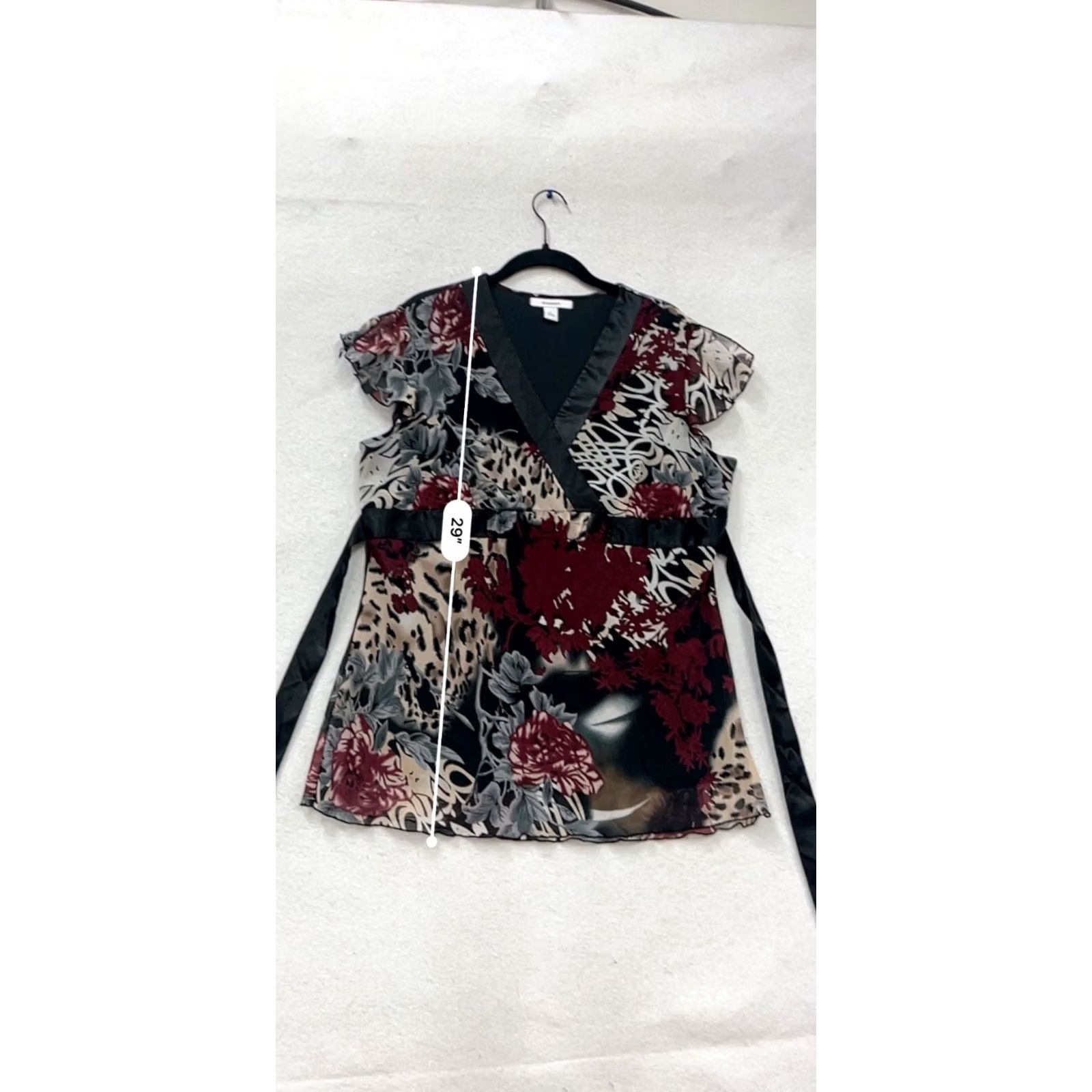 Vintage Dressbarn Dress Floral & Animal Print V-Neck Dress L Womens Blouson Midi Black Polyester Summer Spring Fall Kid? Size L / US 10 / IT 46 - 7 Thumbnail
