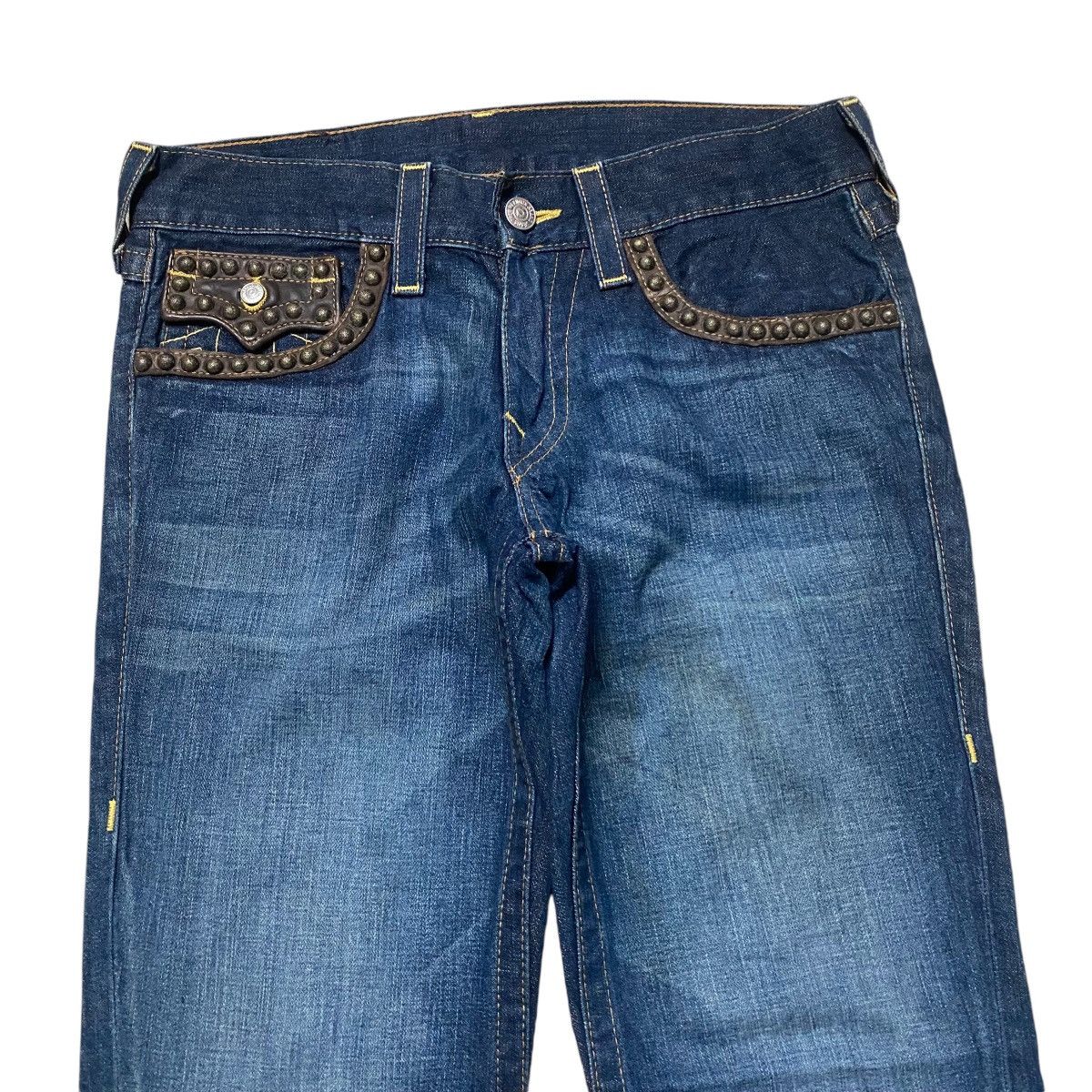 True Religion Vintage True Religion Denim Flare Jeans Leather Flap Size US 31 - 3 Thumbnail
