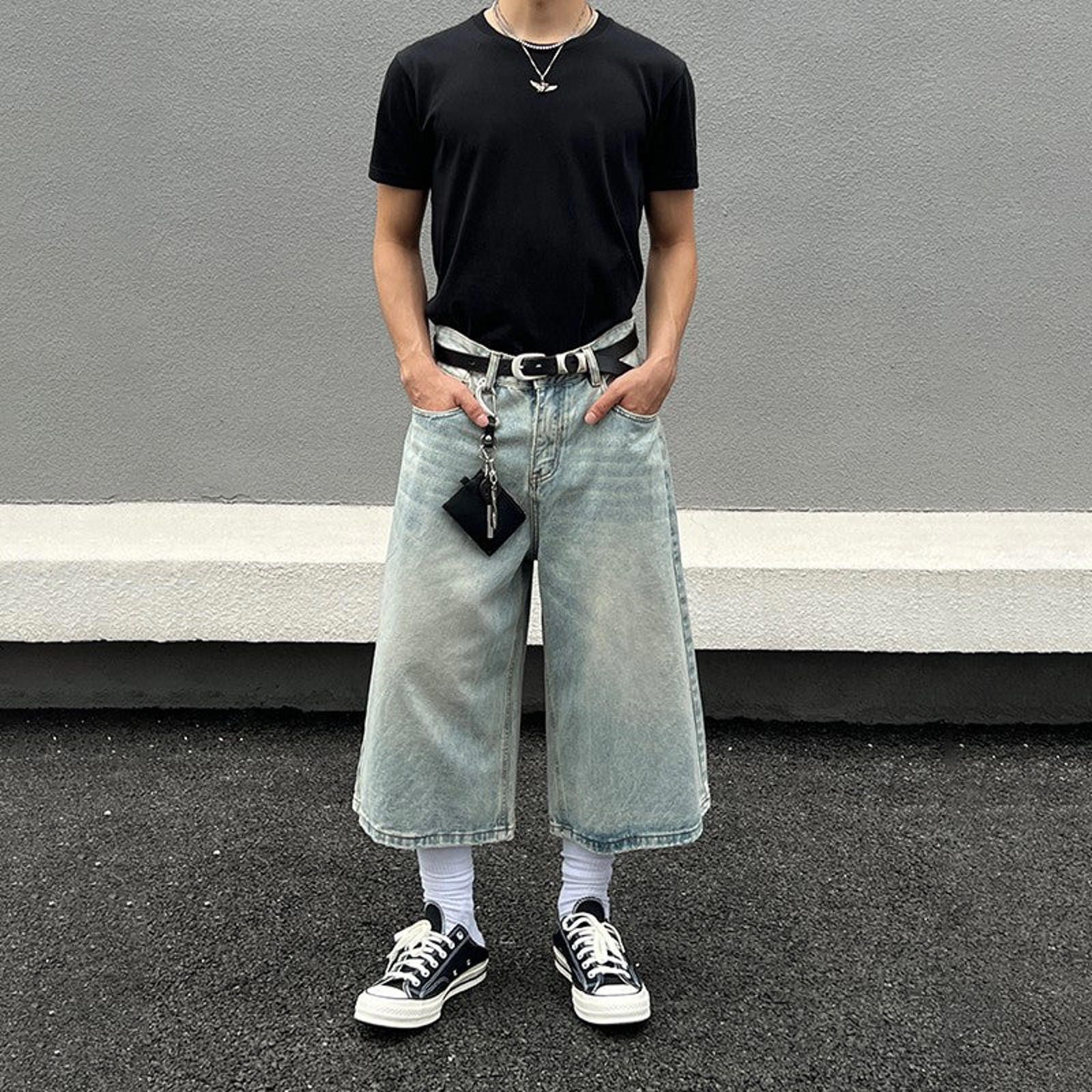 Light Blue Washed Denim Long Jorts / Shorts