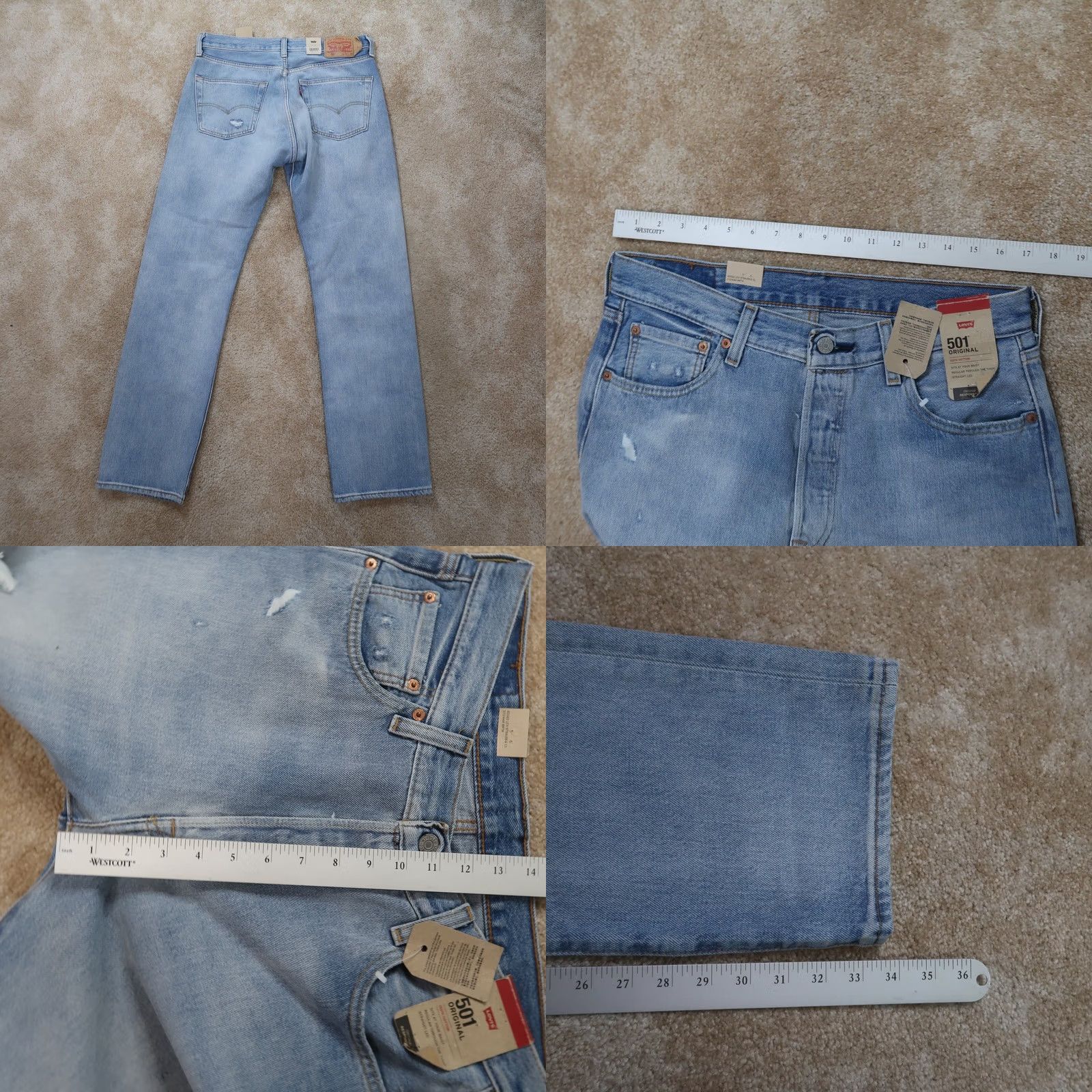 Levi's Levi's 501 Jeans Men's 34x34 Blue Denim Straight Leg Button Fly New Size US 34 / EU 50 - 9 Thumbnail