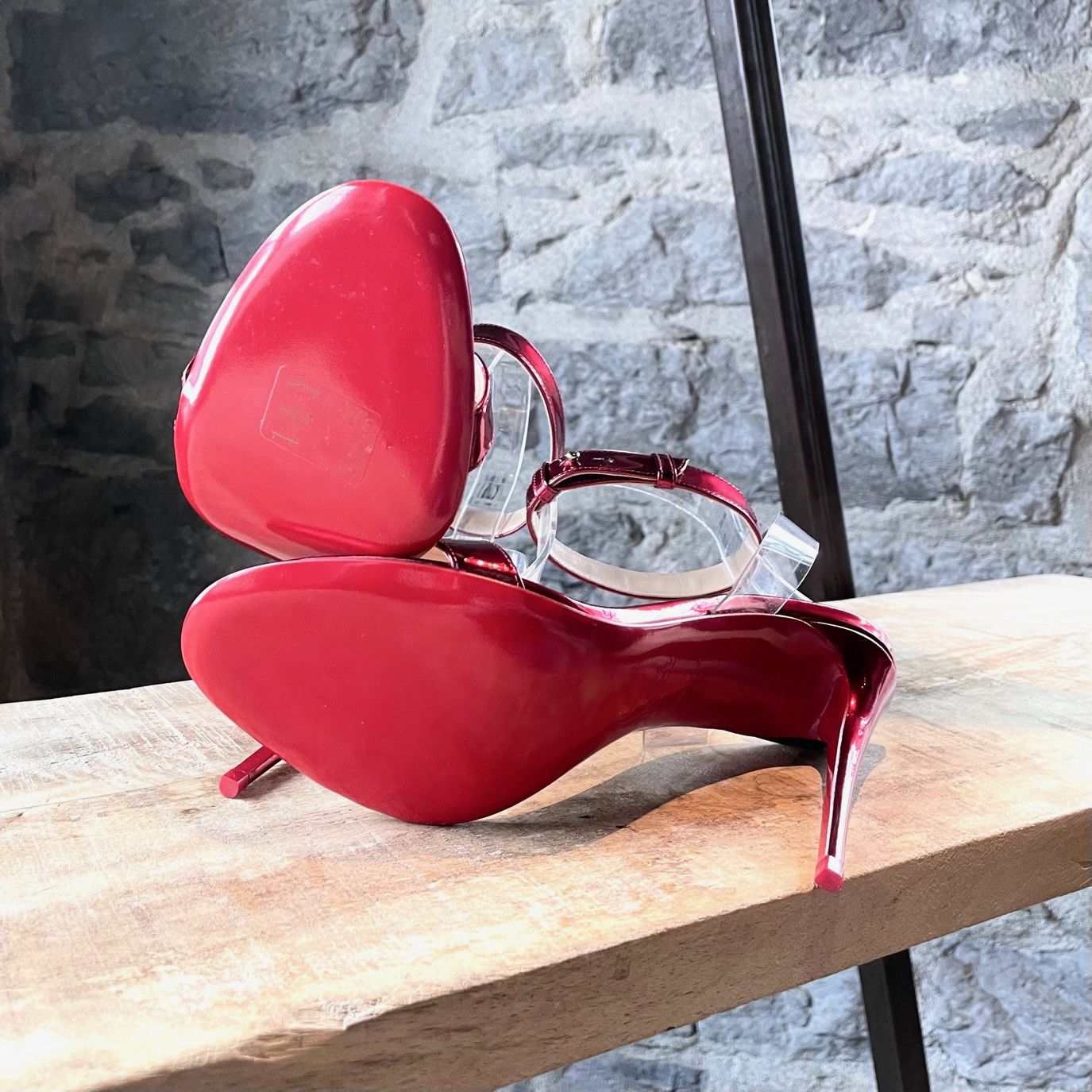 Christian Louboutin Christian Louboutin Metallic Red Jonatina 100 Sandals Size US 7 / IT 37 - 8 Thumbnail