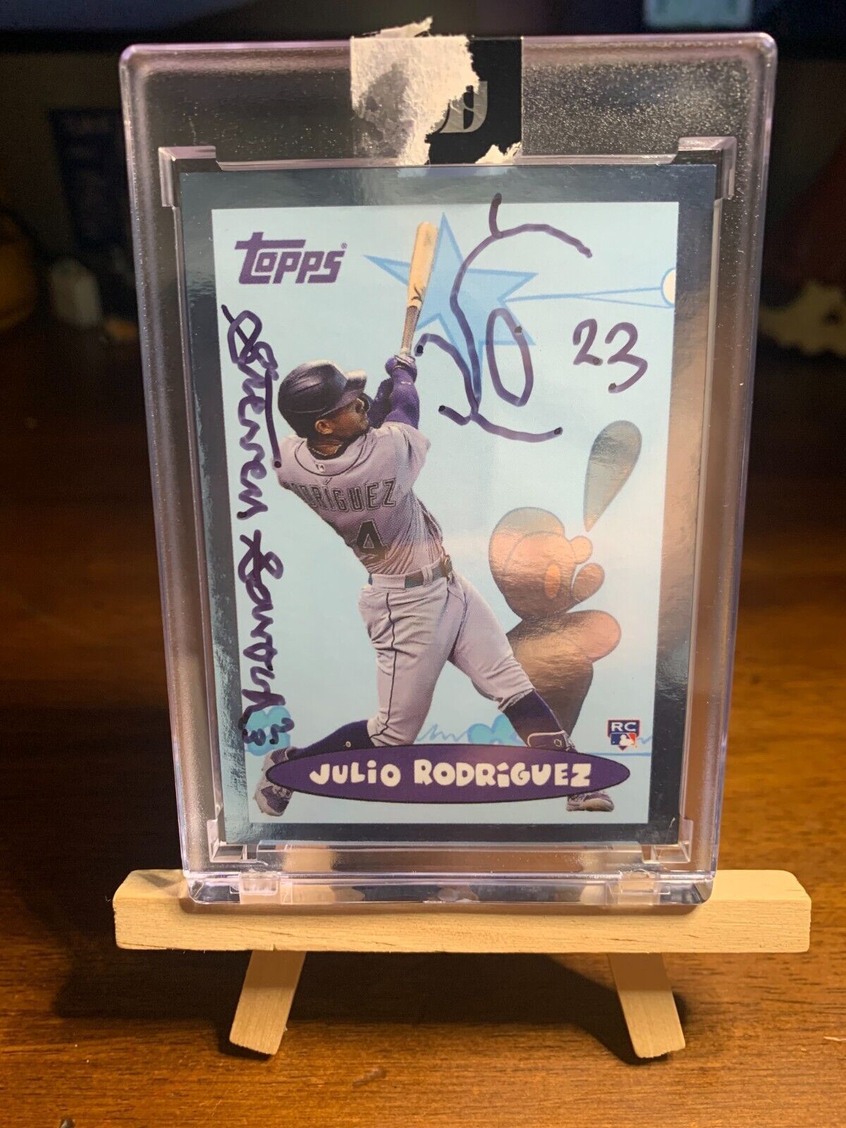 image of Signed Topps Julio Rodriguez Card 53 By Father Steve 1/1 in White/Blue, Men's