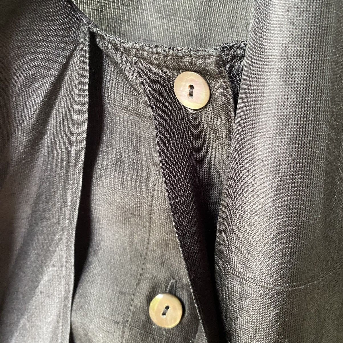 Issey Miyake IS Issey Miyake Black Silk Long Sleeve Bow Tie Collar Shirt Size XL / US 12-14 / IT 48-50 - 6 Thumbnail