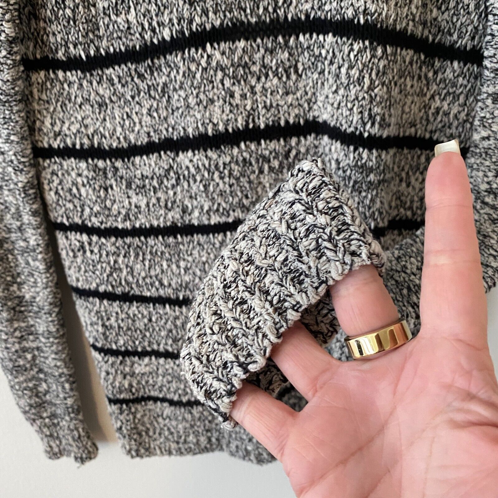 Lou & Grey Lou & Grey Chunky Black Gray Off White Stripe Cardigan XS Size XS / US 0-2 / IT 36-38 - 5 Thumbnail