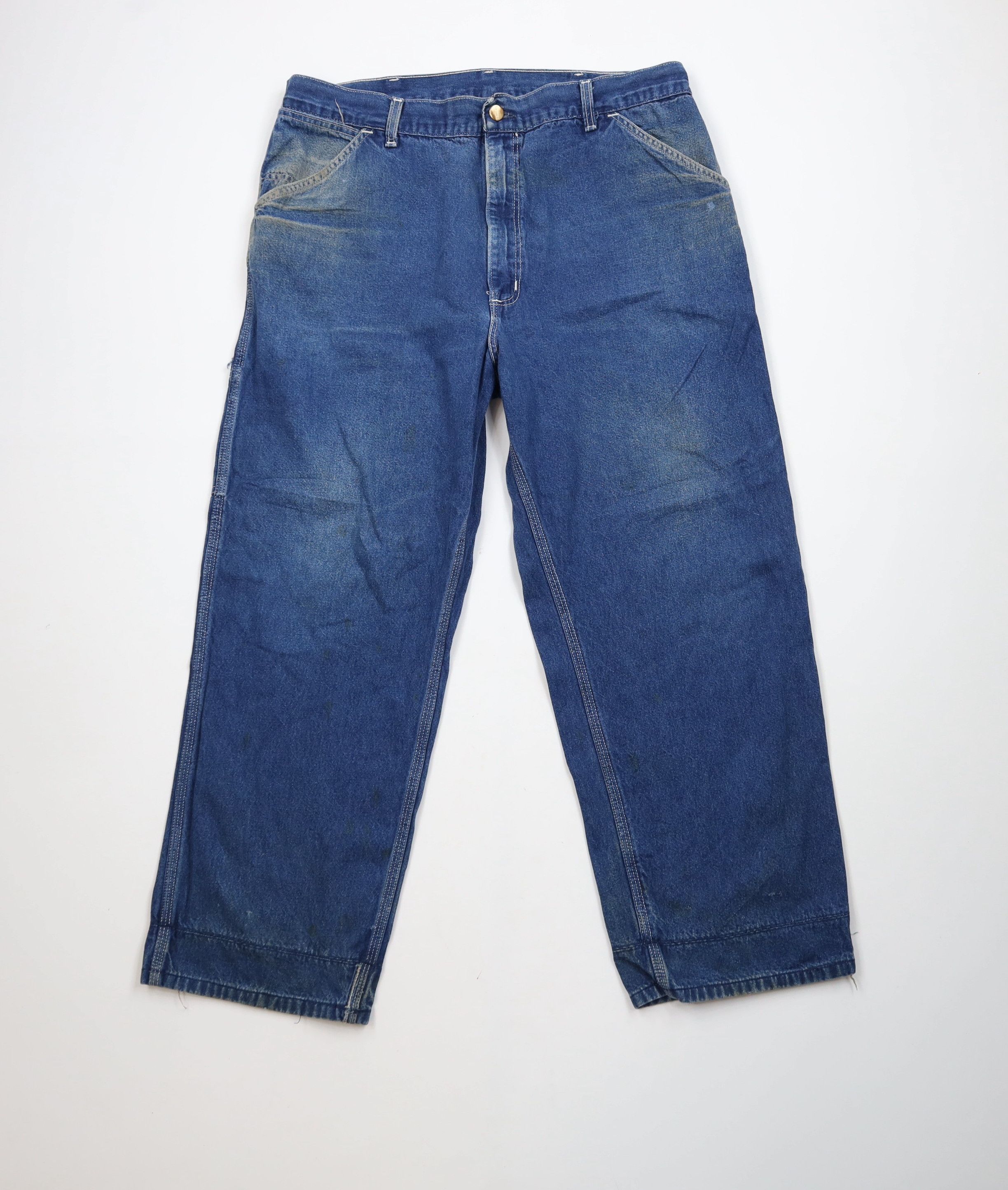 Carhartt Vintage 90s Carhartt Wide Leg Dungaree Denim Jeans USA Blue Size US 38 / EU 54 - 1 Thumbnail