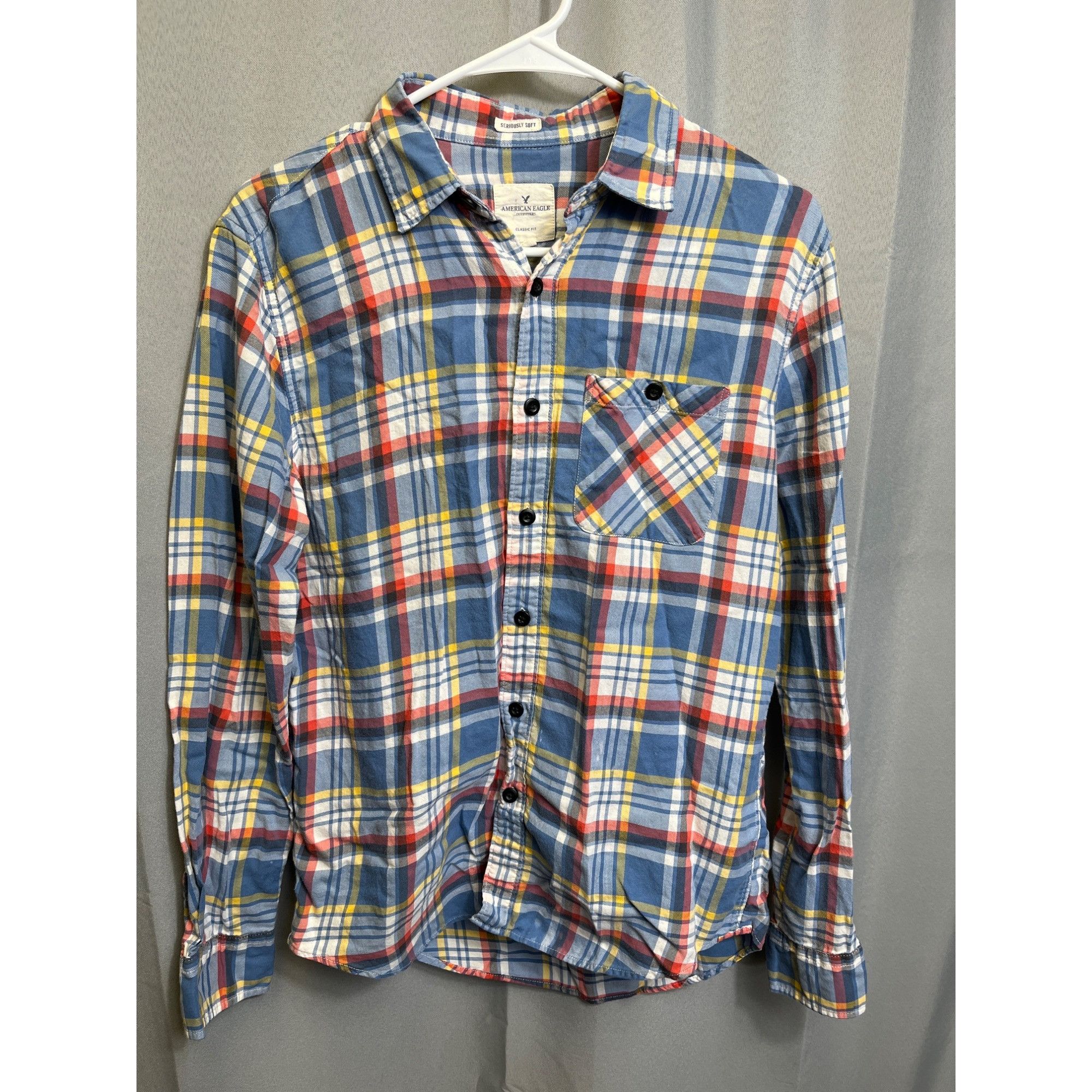 American Eagle Outfitters American Eagle SKU 7696 Mens Casual Button Up Plaid Shirt Si Size US S / EU 44-46 / 1 - 1 Thumbnail