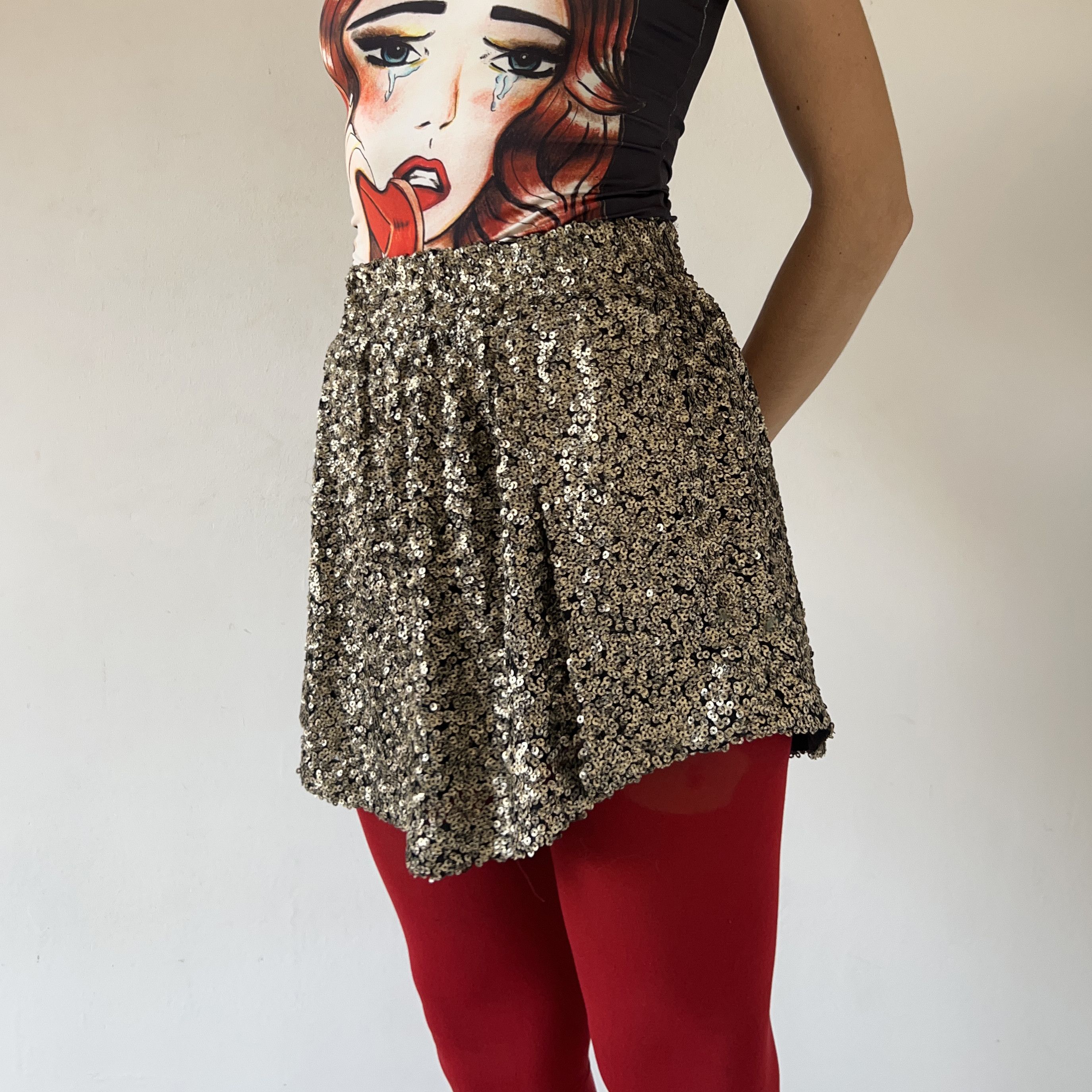 Vintage Vintage Gold Sequin Mini Skirt Size 27" / US 4 / IT 40 - 5 Thumbnail