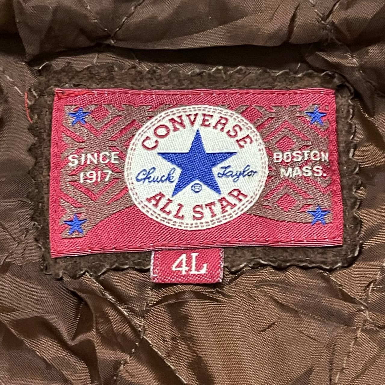 Converse Vintage 90's Converse Embroidery Leather Bomber Jacket Size US XXL / EU 58 / 5 - 9 Thumbnail