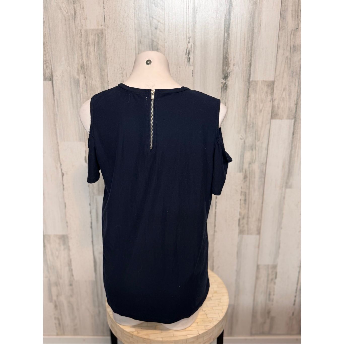 Other Glitz Navy Cold Shoulder Cutout Short Sleeve Top – Size 2X Size XXL / US 16-18 / IT 52-54 - 5 Thumbnail