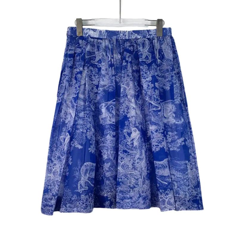 Dior Dior Women's Blue Cotton Midi Skirt 0089 Size 27" / US 4 / IT 40 - 1 Thumbnail