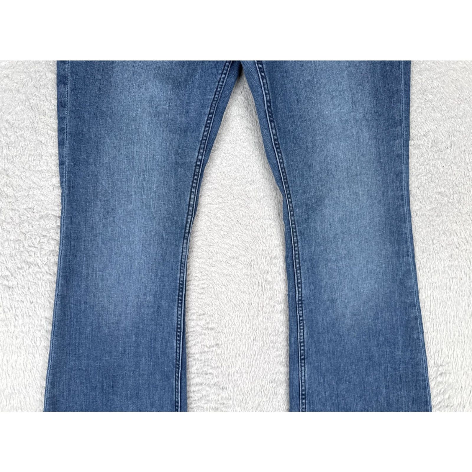 Denime &Denim Flare Jeans Womens 12 Blue Medium Wash High Rise Stretch Denim 32x32 Jeans Size 34" / US 12 / IT 48 - 3 Thumbnail
