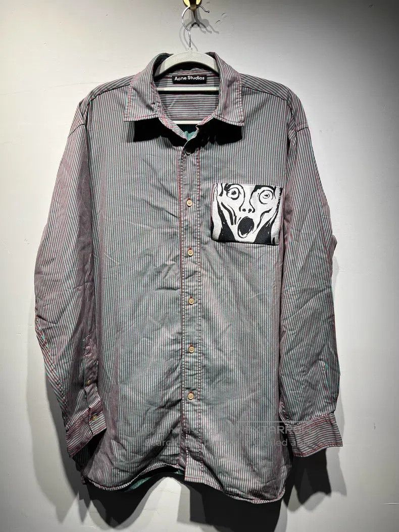 Acne Studios Acne Studios Smiley face print striped long-sleeve shirt Size US S / EU 44-46 / 1 - 1 Thumbnail