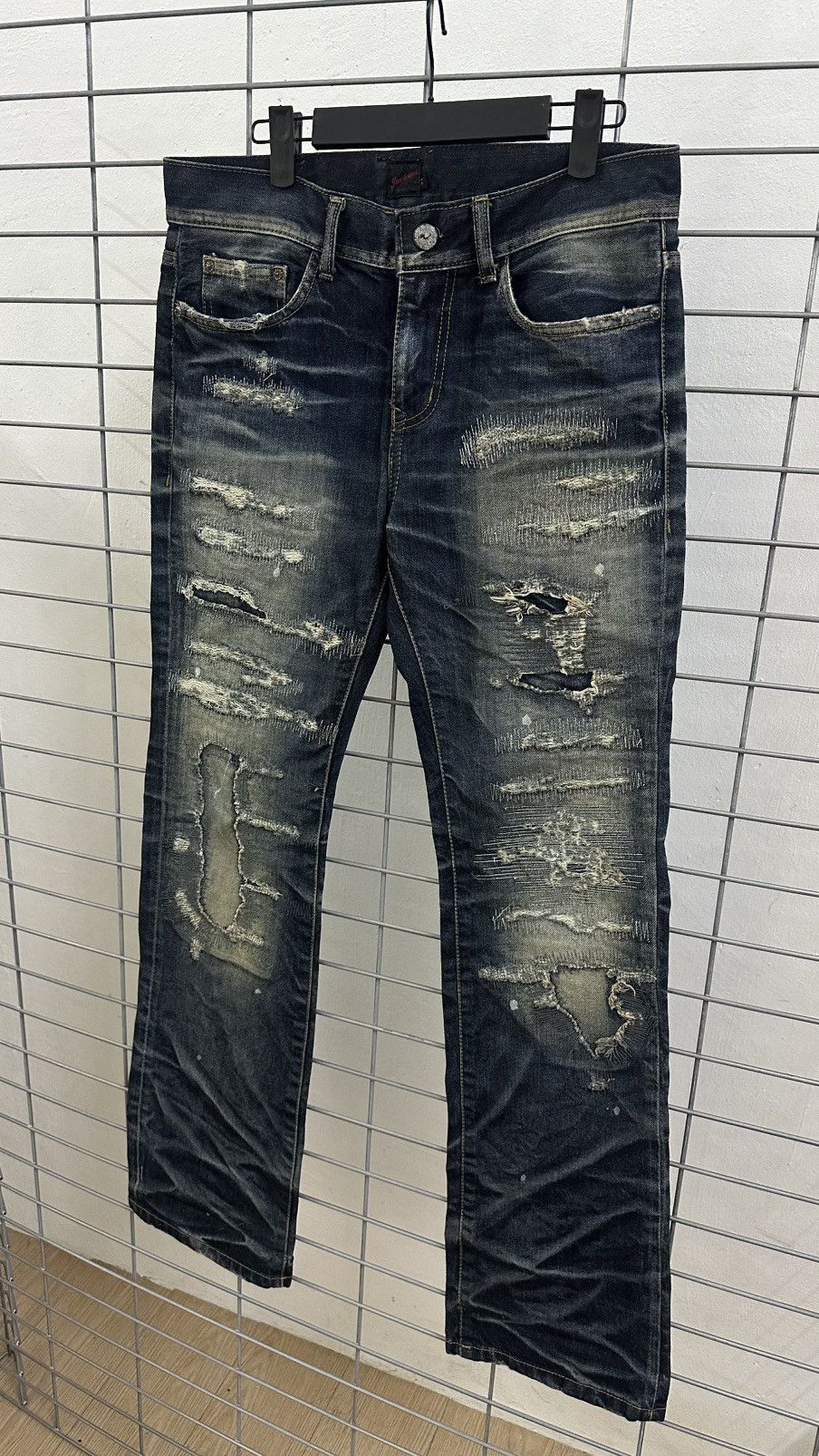 Isamu Katayama Backlash × JACKROSE × Japanese Brand Rare Beautiful Jack Rose Wash Boro Distressed Flared Denim Size US 31 - 10 Thumbnail