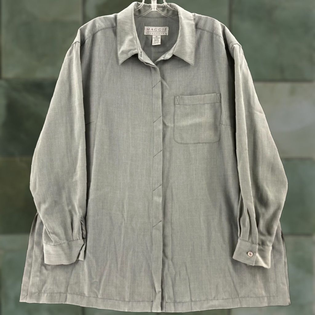 Vintage Maggie McNaughton Shirt Womens 2X Blue Button-Up Casual Sleeve Collared Vintage No? Size XXL / US 16-18 / IT 52-54 - 1 Thumbnail
