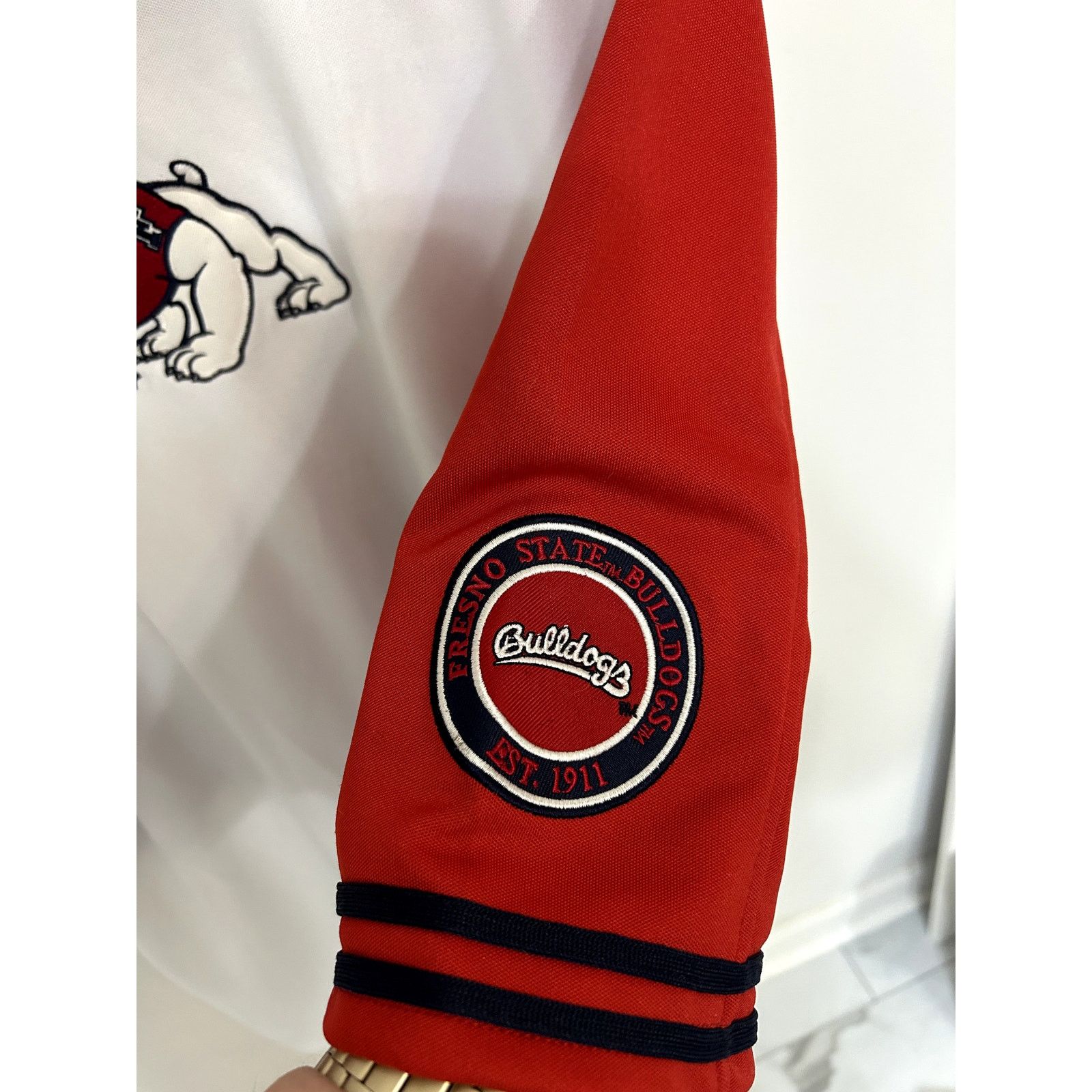 Colosseum Athletics Fresno State Bulldogs White Red Sleeves Hockey Jersey size M Size US M / EU 48-50 / 2 - 6 Thumbnail
