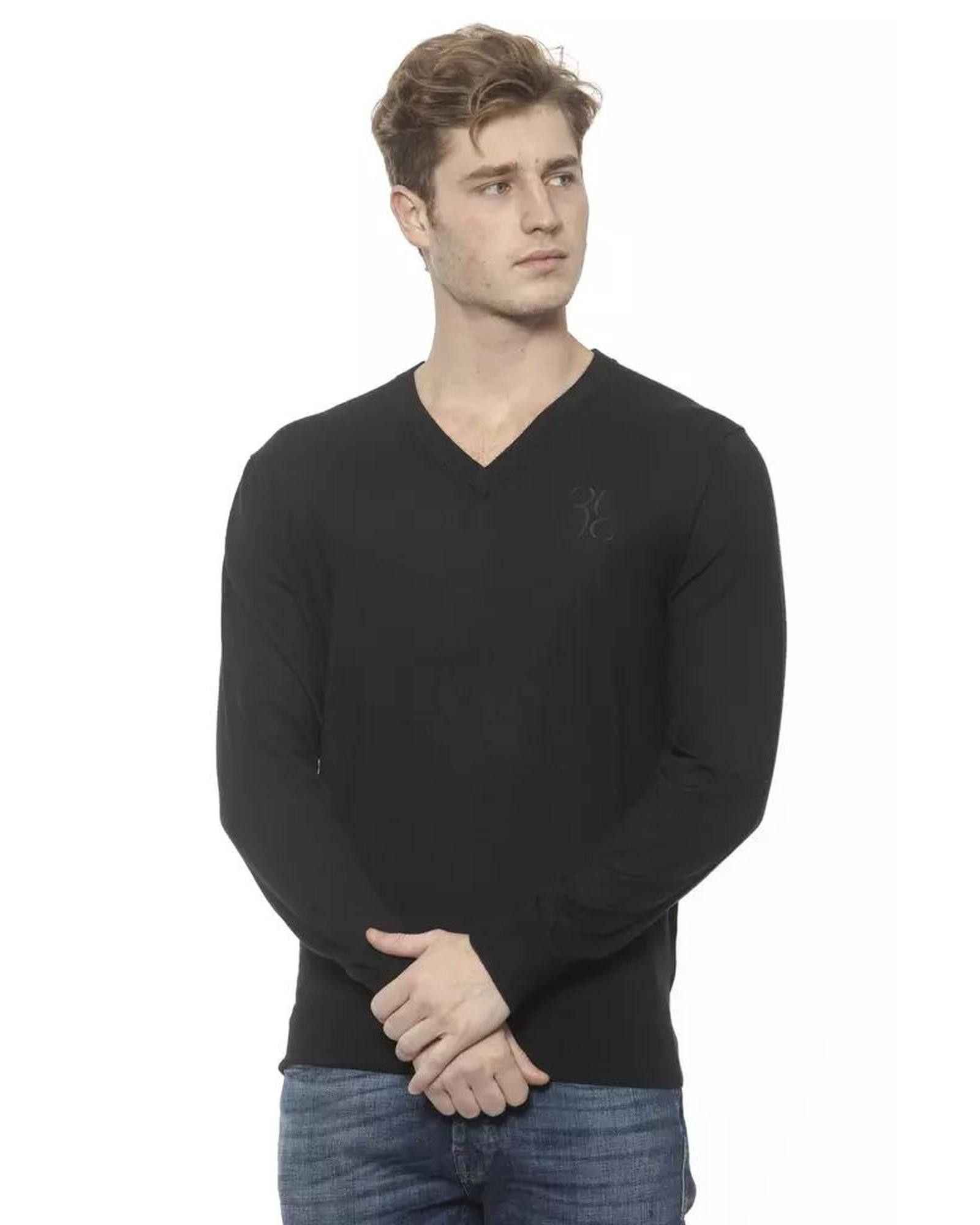 Image of Billionaire Couture Embroidered V-Neck Cashmere Sweater in Black, Men's (Size 2XL)