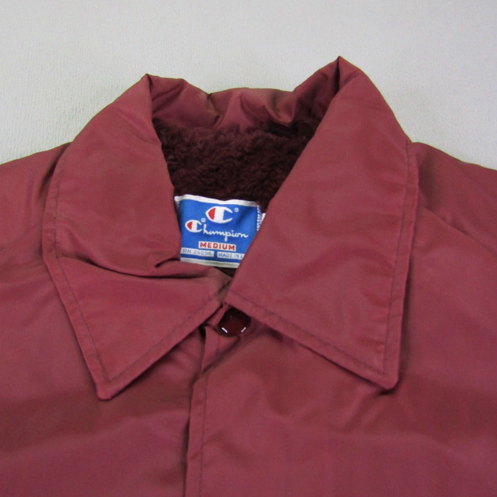 Champion VINTAGE Champion Jacket Mens Medium Red Windbreaker Snap Up Faux Fur Lined 70s Windproof Outdoor Sports Casual Mockup Size US M / EU 48-50 / 2 - 2 Thumbnail