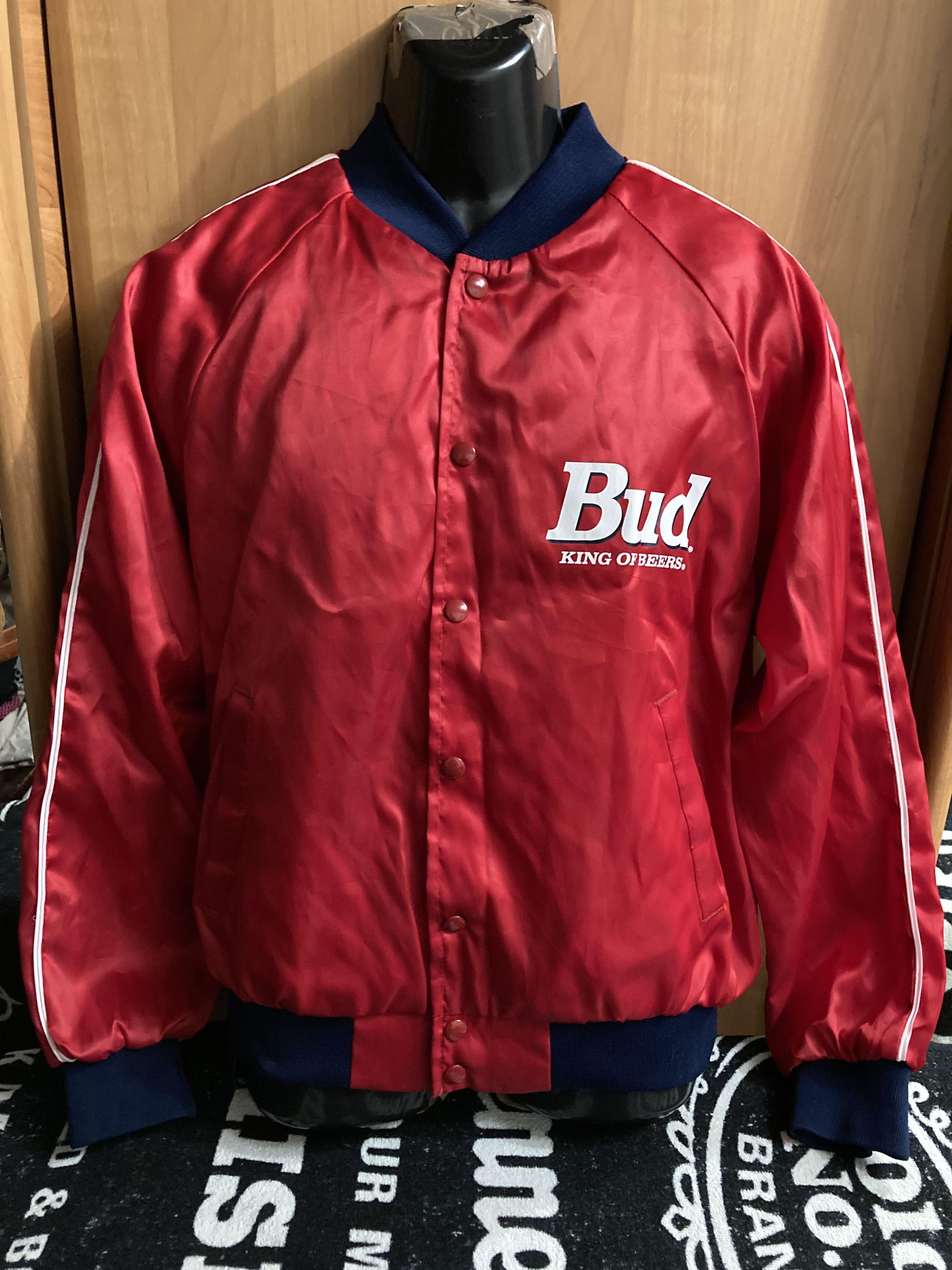 Vintage 90-s Budweiser red satin bomber jacket