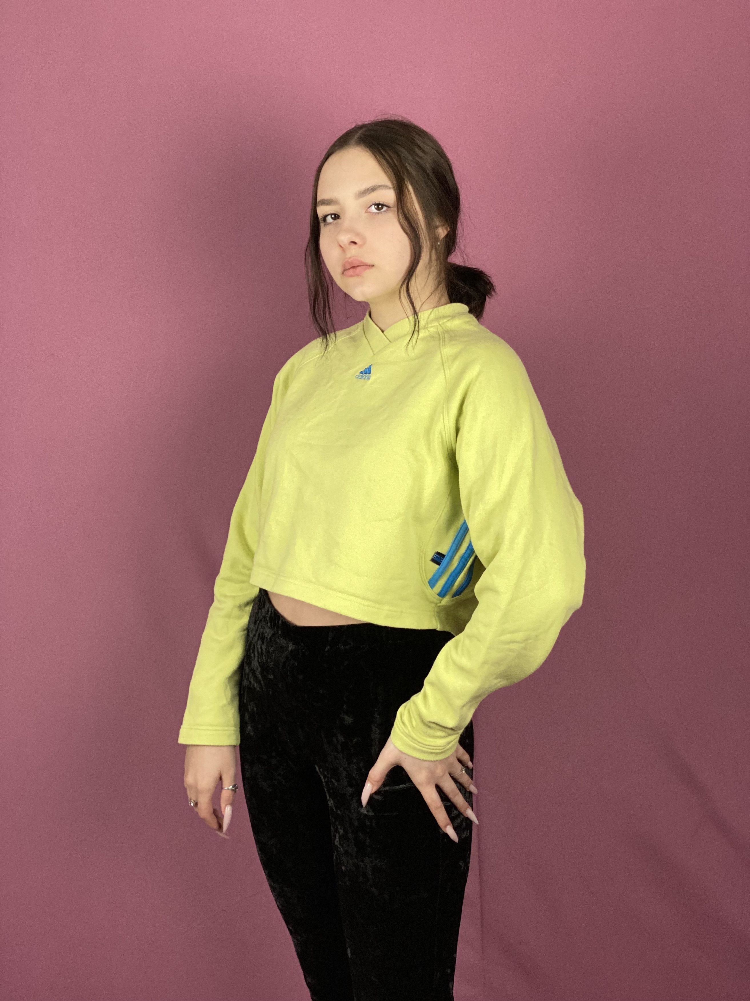 Adidas × Vintage 90s Adidas Vintage Girls Cropped Sweatshirt - XL Size XL / US 12-14 / IT 48-50 - 2 Thumbnail