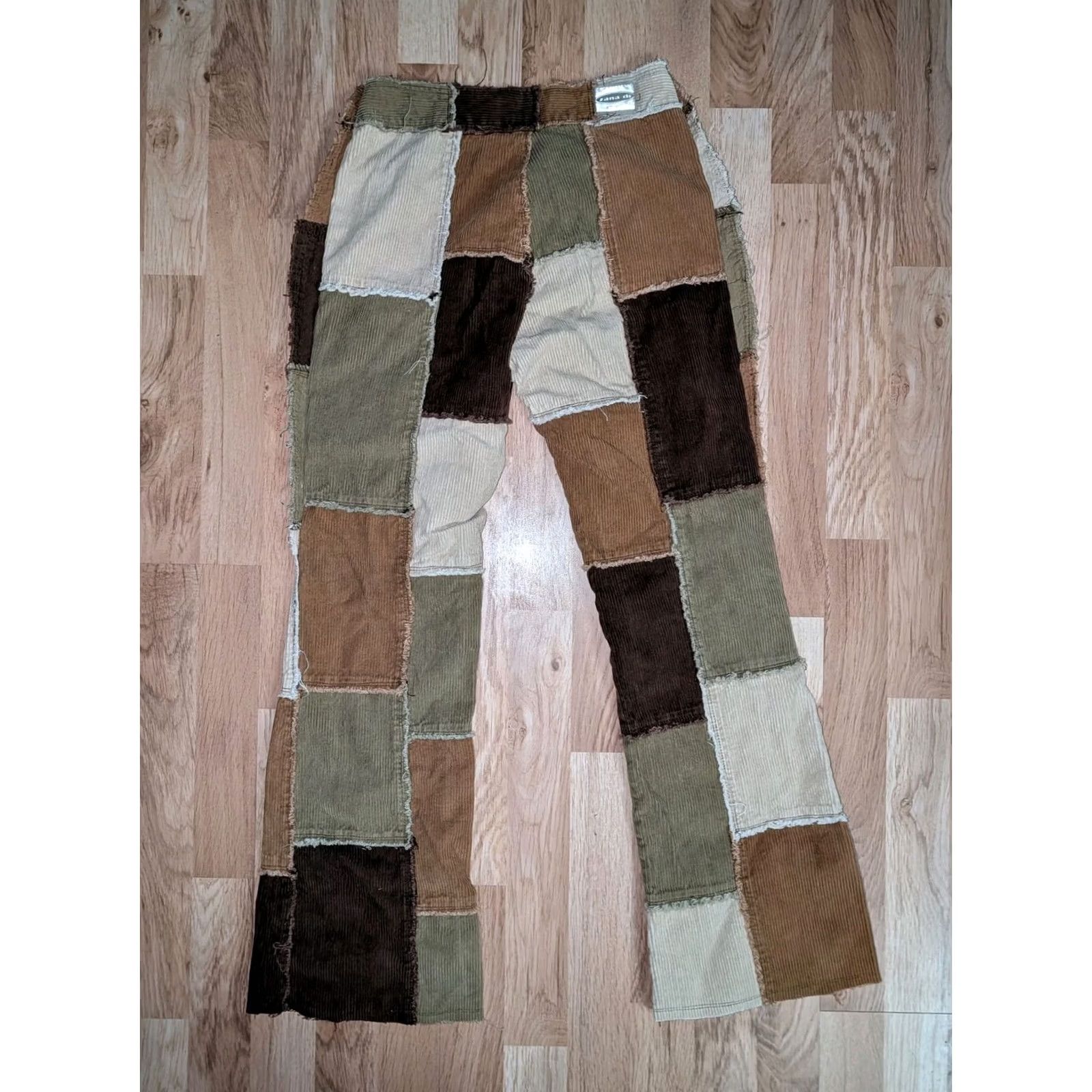 Vintage VINTAGE Zana Di Flared Pants Womens 9 Brown Boho Hippie Festival Disco Patchwork Y2K Size 30" / US 8 / IT 44 - 3 Thumbnail
