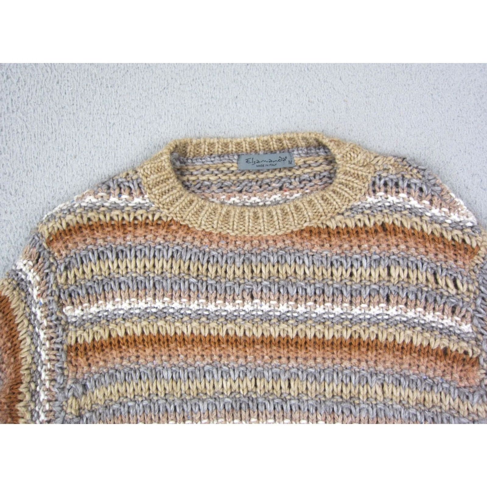 Vintage VINTAGE Elsa Manda Sweater Womens Medium Brown Yellow Knit Wool Alpaca Pullover 90s Bird Cat USA Size M / US 6-8 / IT 42-44 - 2 Thumbnail