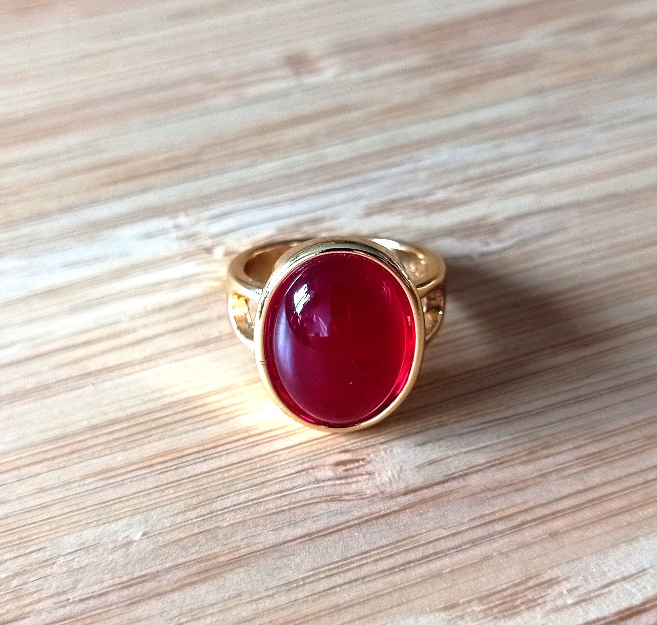 Designer × Vintage Stunning Shine Oval Garnet 925 Silver Gold Ring Unique Size ONE SIZE - 1 Thumbnail