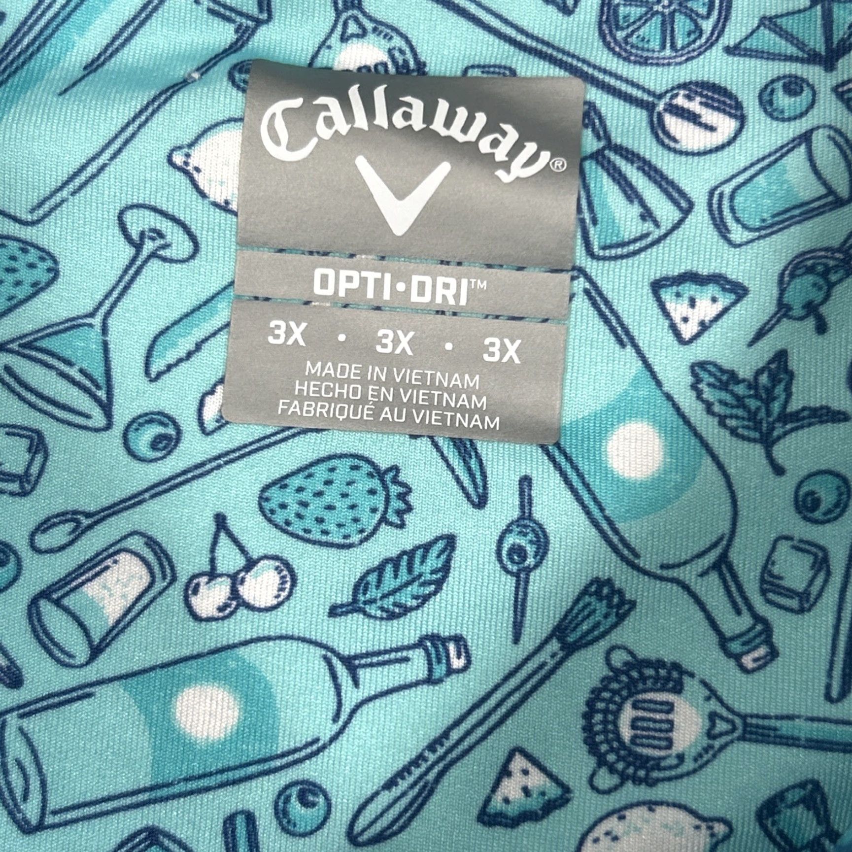 Callaway Callaway Polo Mens 3X Blue Margarita Drinks AOP Opti-Dri Performance Size US XXL / EU 58 / 5 - 4 Thumbnail