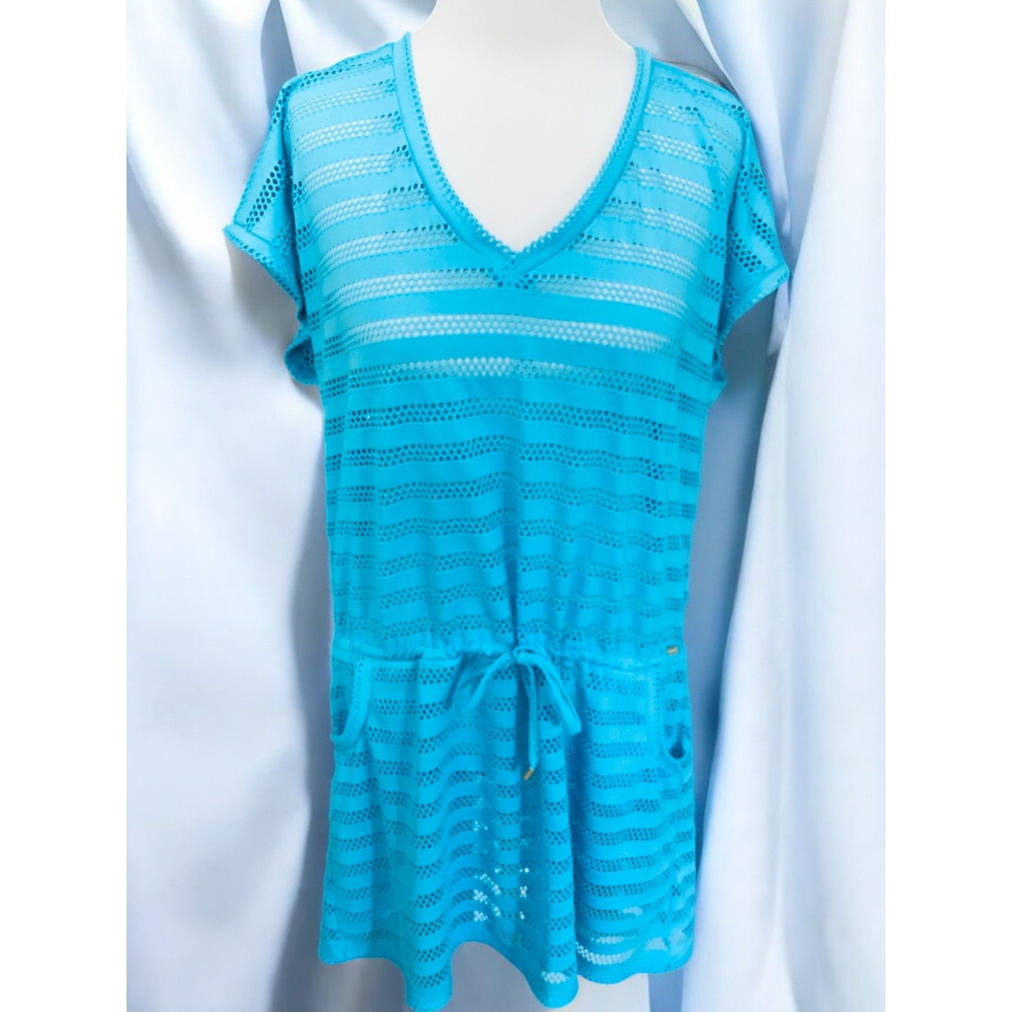 Calvin Klein Calvin Klein Womens Large Vneck Short Sleeve Romper Dress L Size L / US 10 / IT 46 - 6 Thumbnail