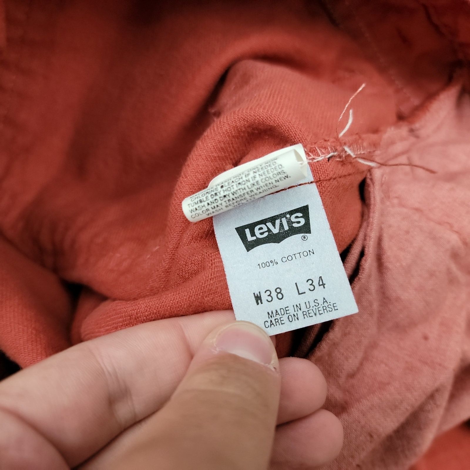 Levi's Deadstock NOS Vintage 90’s Levis 550 Jeans Red Denim 38x34 Size US 38 / EU 54 - 7 Thumbnail