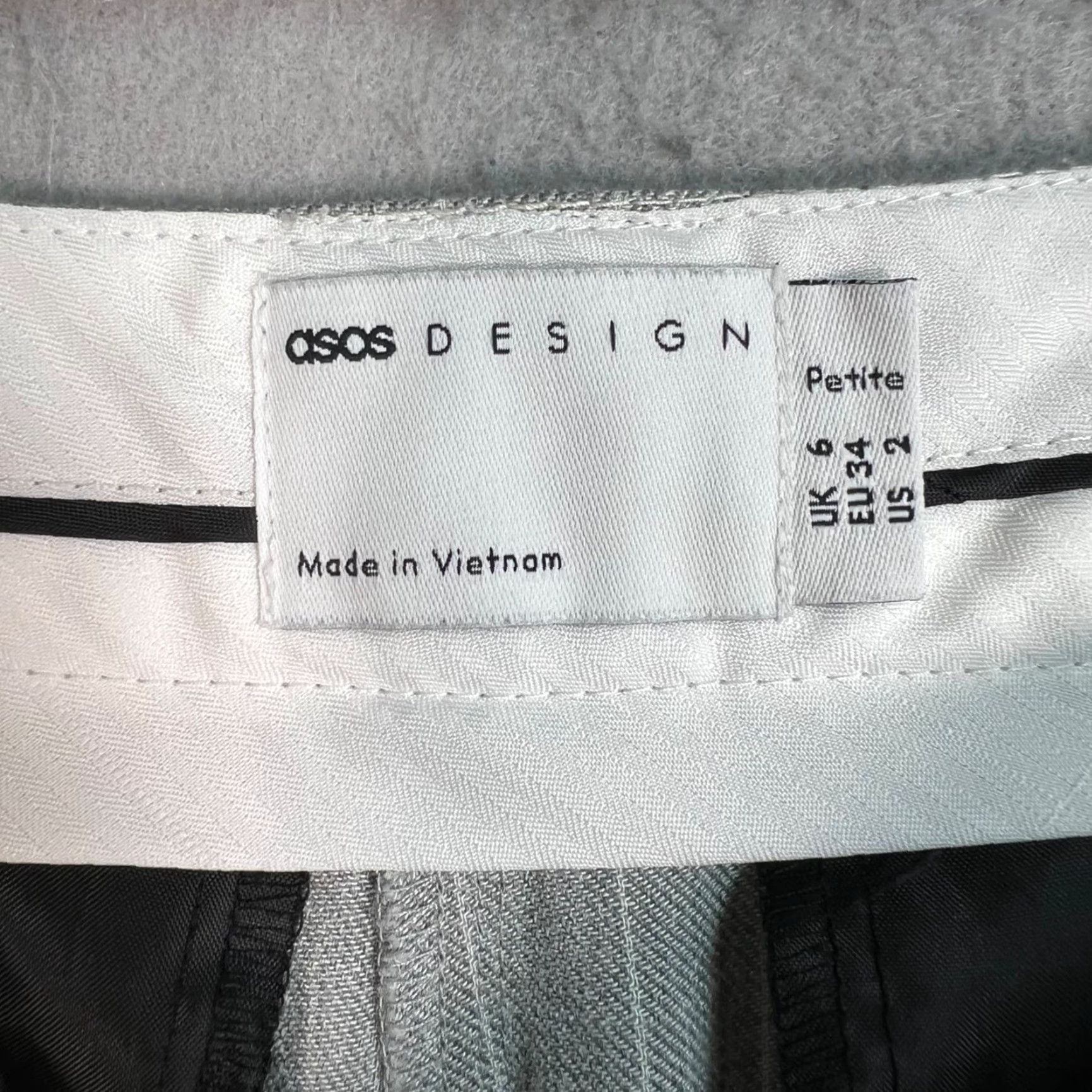 Asos ASOS Design Womens Grey Pinstripe High-Waisted Wide Leg Trousers Size 2 Petite Pants Womens Size 26" / US 2 / IT 38 - 3 Thumbnail
