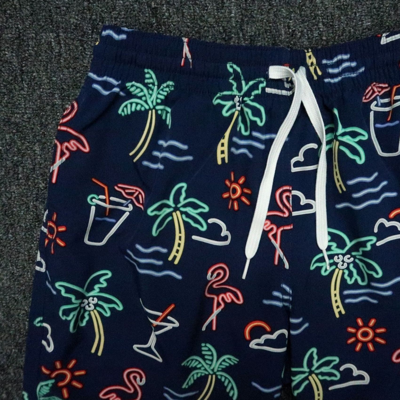 Chubbies Chubbies Swim Trunks Small Blue Neon Lights Tropical Lined Shorts 7" Mens Size US 29 - 2 Thumbnail