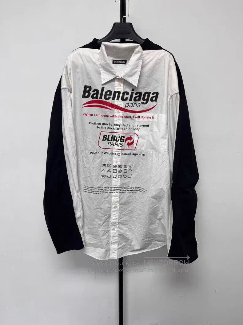 Balenciaga Balenciaga Letter Logo Cotton Poplin Long Sleeve Shirt Size US S / EU 44-46 / 1 - 1 Thumbnail