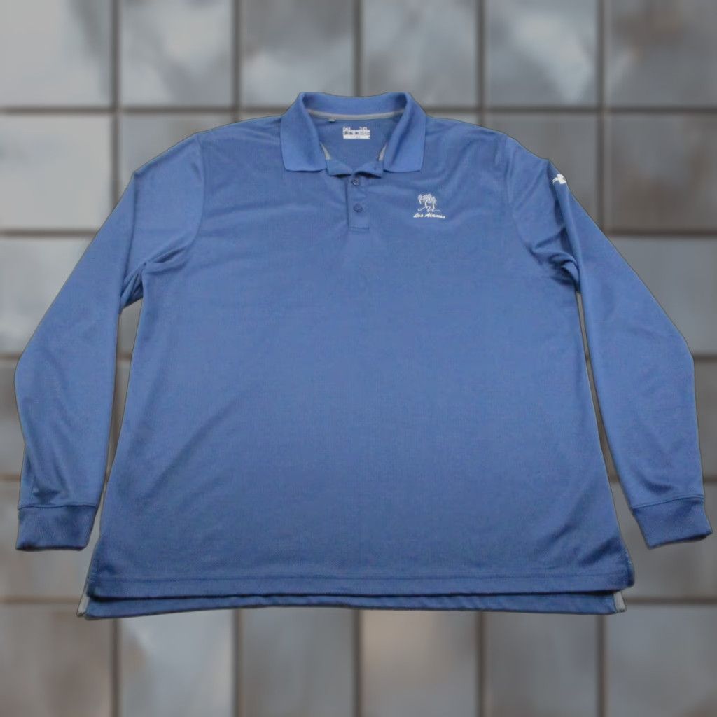 Under Armour VINTAGE Under Armour Polo Shirt Mens XL Blue HeatGear Loose Long Sleeve Golf Los Alamos Size US XL / EU 56 / 4 - 1 Thumbnail