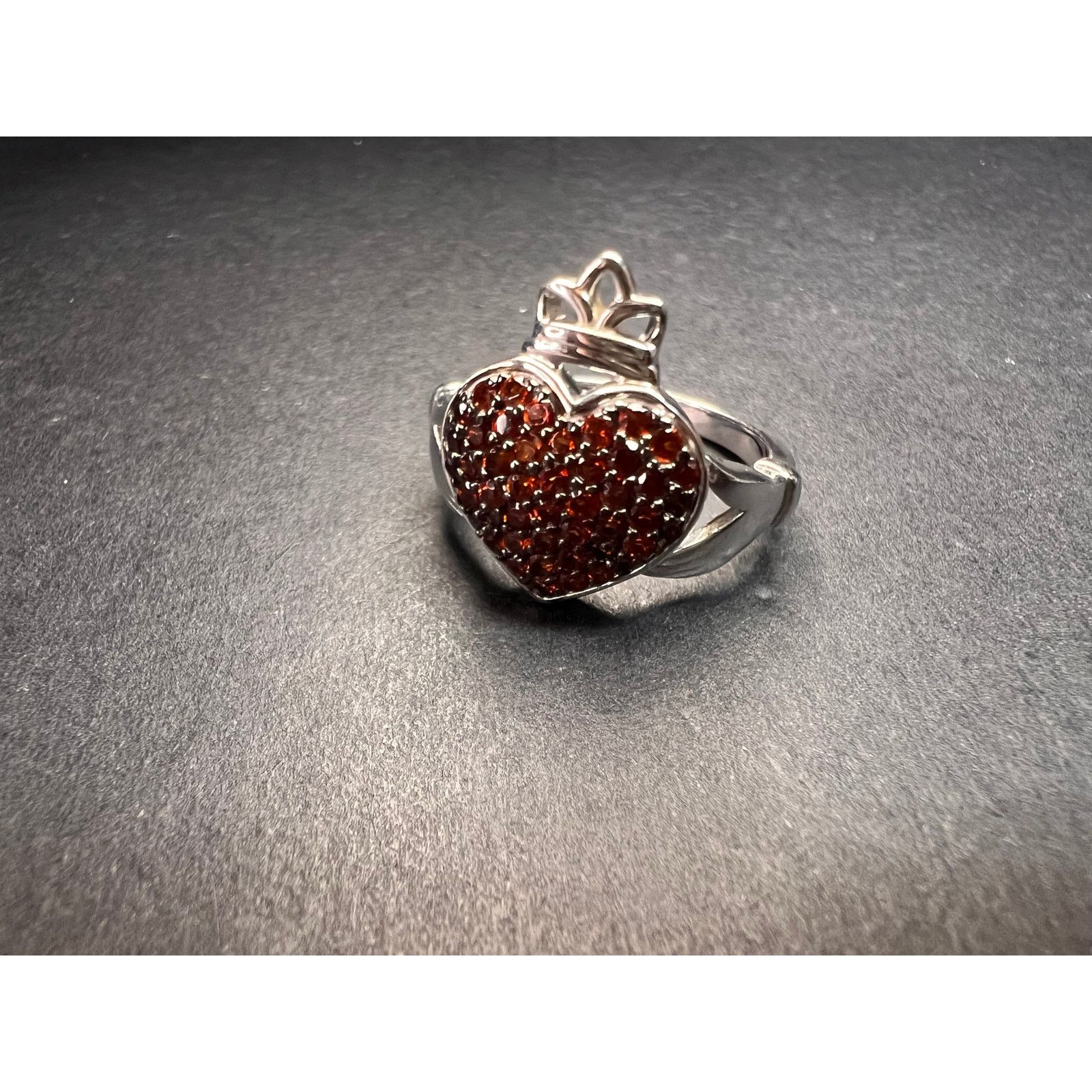 Other NEW Garnet claddagh ring in sterling silver size 7 Size ONE SIZE - 12 Thumbnail