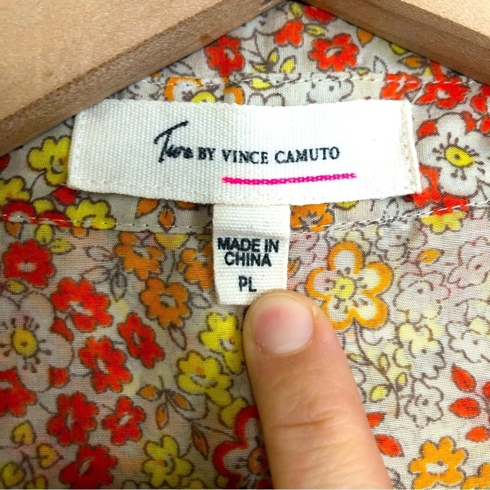 Vince Camuto Two by Vince Camuto Red Orange Yellow Floral Blouse Top Size L / US 10 / IT 46 - 4 Thumbnail