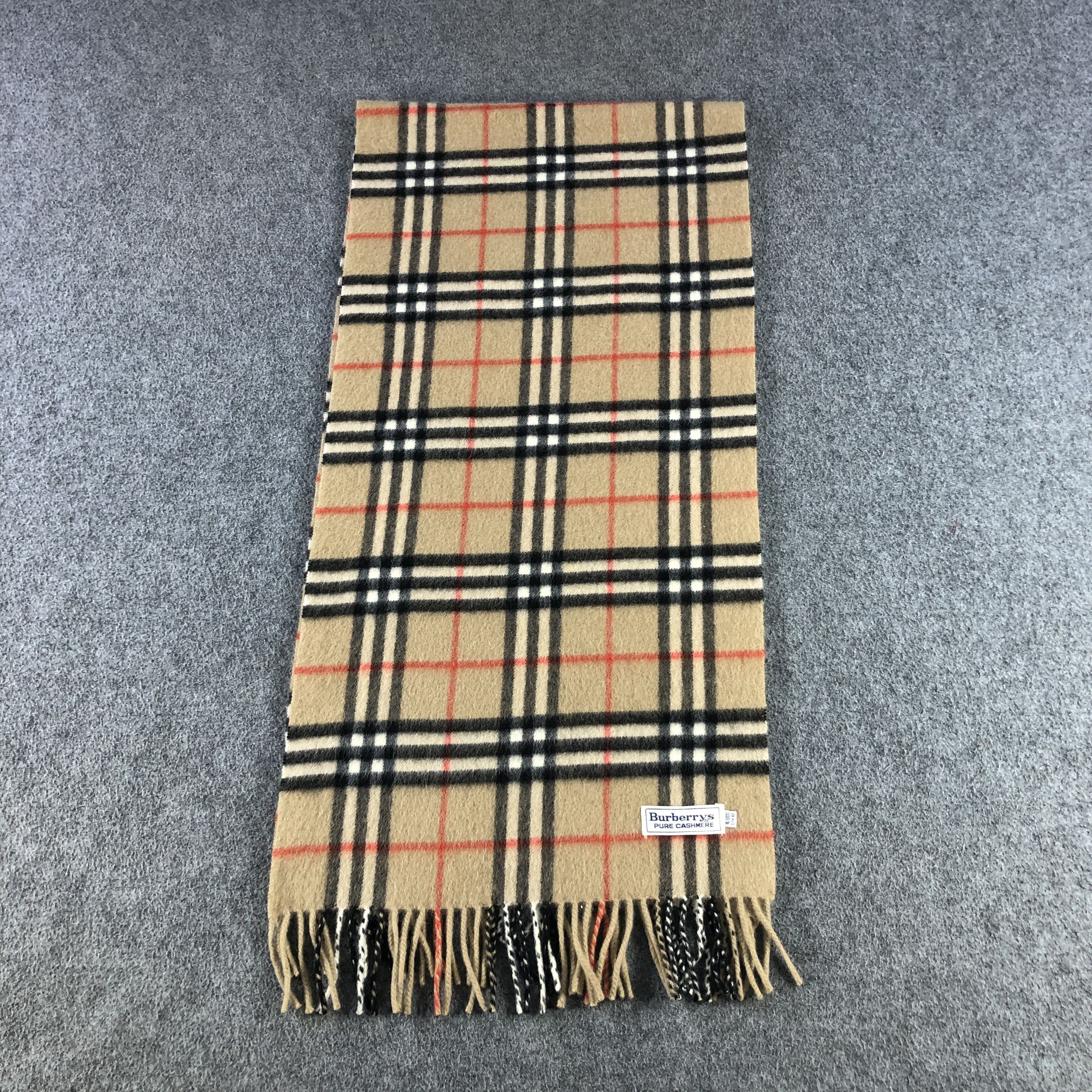 Burberry Burberry Tan Nova Check Cashmere Scarf Muffler V2855 Size ONE SIZE - 2 Thumbnail