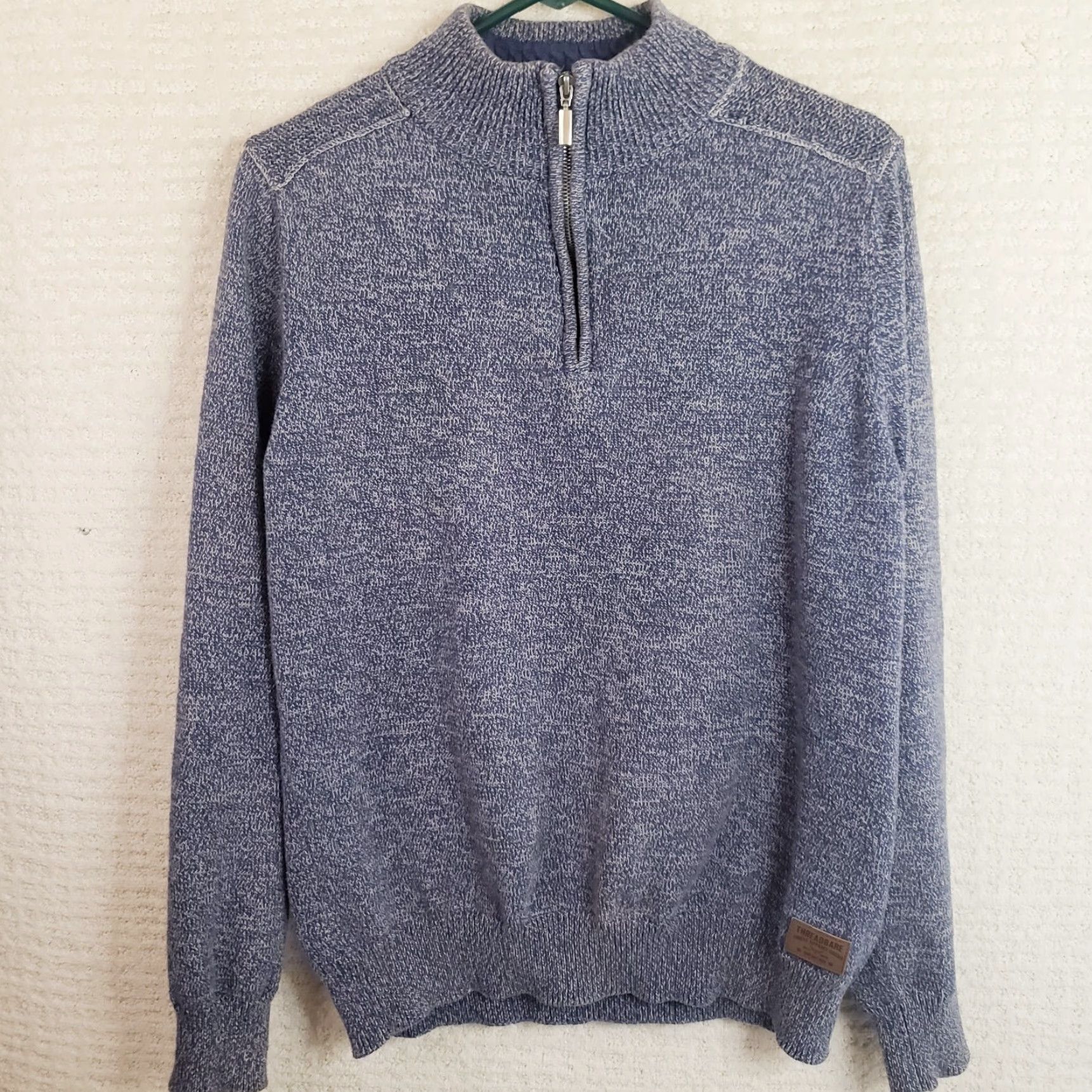 Vintage Threadbare Mens L Blue Denim Look Cotton 1/4 Zip Mock Neck Sweater Shirt Knit Pullover Casual Womens? Mens? Size US L / EU 52-54 / 3 - 2 Thumbnail
