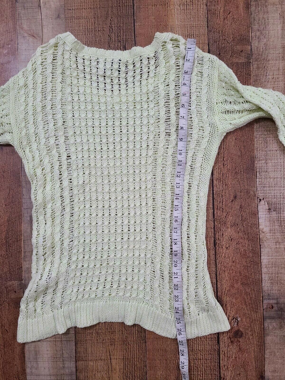 Designer American Eagle Sweater Medium Neon Yellow Crochet Loose Knit Size M / US 6-8 / IT 42-44 - 6 Thumbnail