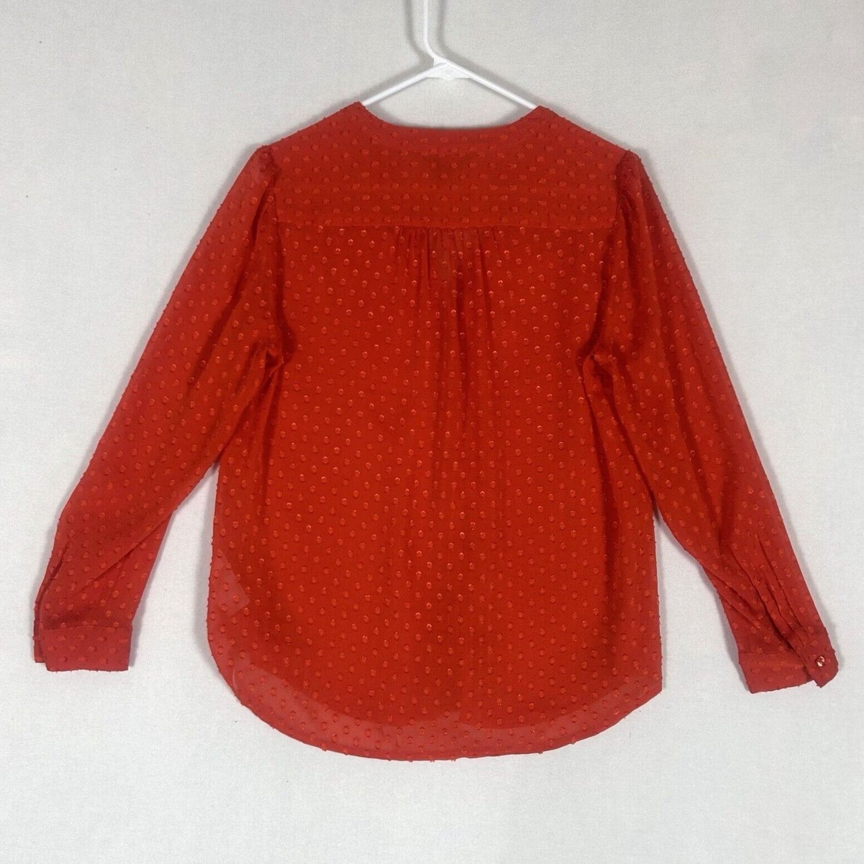 Banana Republic Banana Republic Shirt Womens Small Long Sleeve Button Up Orange Sheer V-Neck Size S / US 4 / IT 40 - 6 Thumbnail