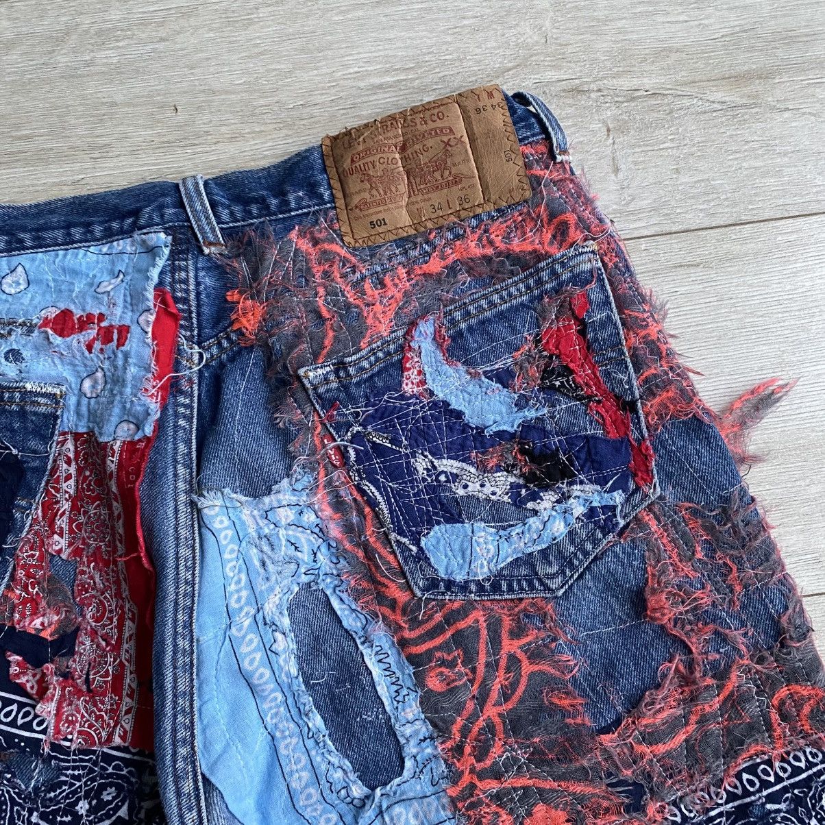 Levi's Reworked Levi’s Bandana Custom Jeans Proleta re Art Size US 34 / EU 50 - 10 Thumbnail