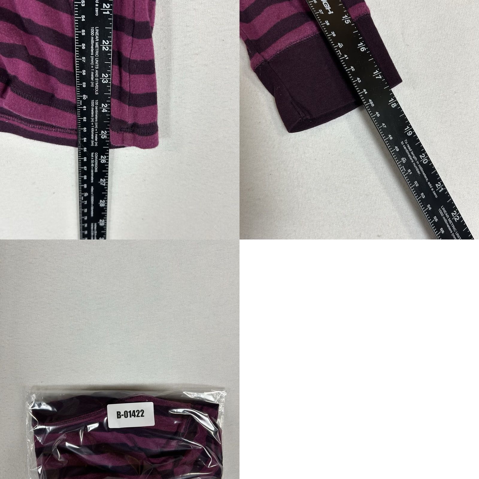 Gap Gap Shirt Womens Large Pink Striped V-Neck 3/4 Sleeve Cotton Tee Size L / US 10 / IT 46 - 8 Thumbnail