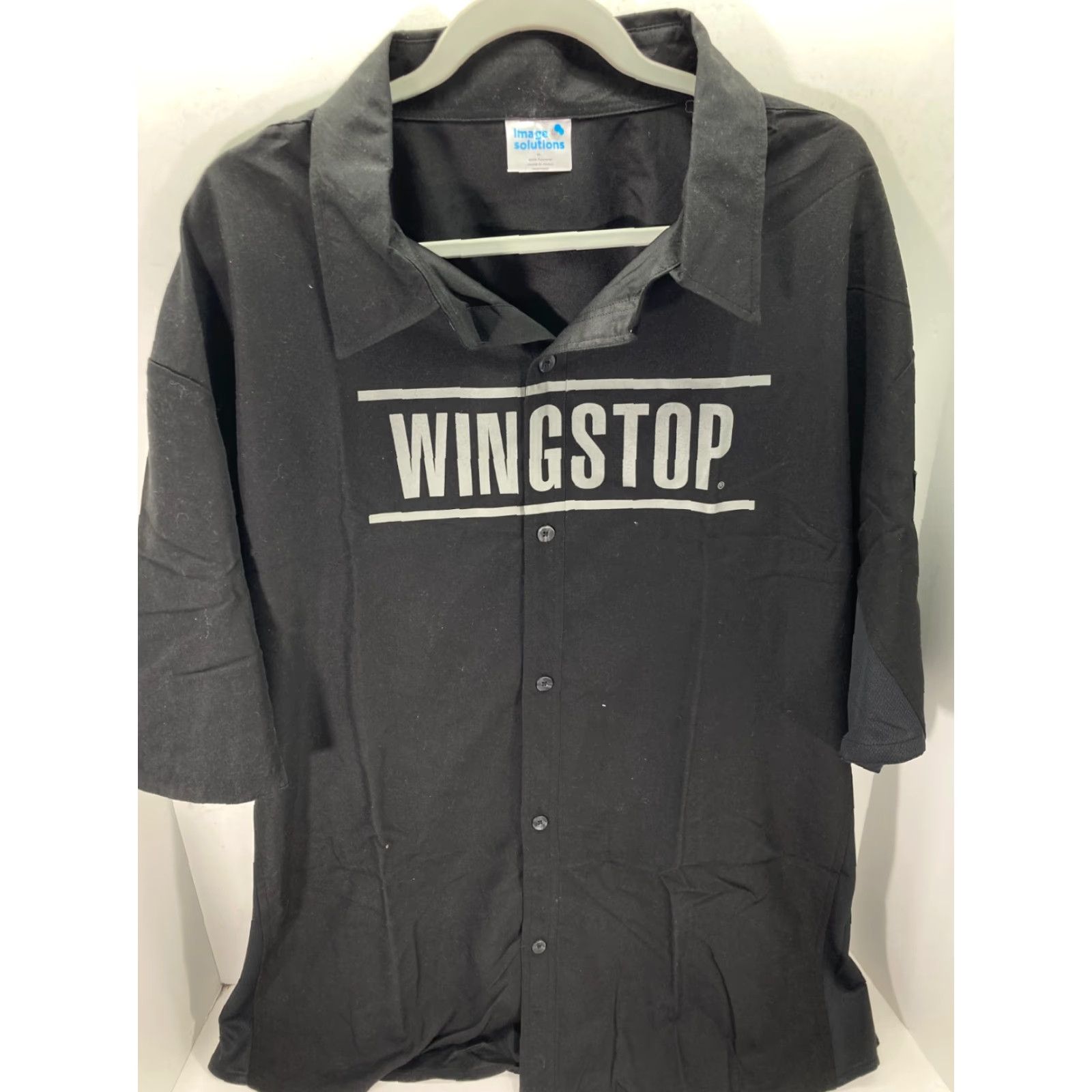 Vintage Image Solutions Wingstop Button-Up Shirt Mens XL Black Short Sleeve Button-Up Shirt Men XL Black Solid Easy Care Pockets Classic, Outdoor Size US XL / EU 56 / 4 - 3 Thumbnail