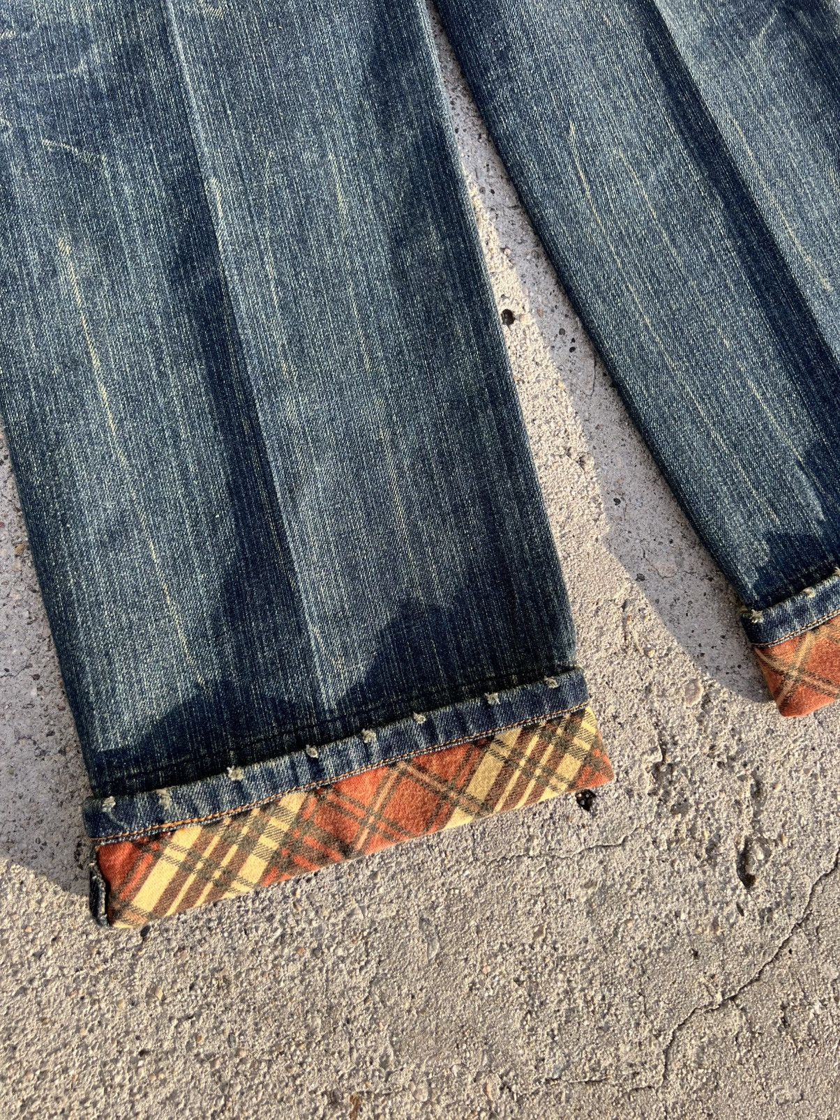 Vintage Y2K 2000’s Vintage Rain Blue Denim Plaid Retro Jeans Pants Size 28" / US 6 / IT 42 - 9 Thumbnail