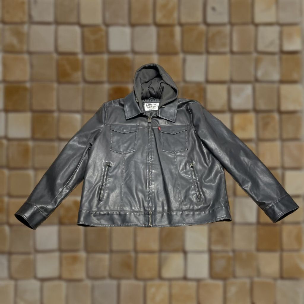 Levi's Levi's Jacket Mens 2xl Black Faux Leather Hooded Jacket Size US XXL / EU 58 / 5 - 1 Thumbnail