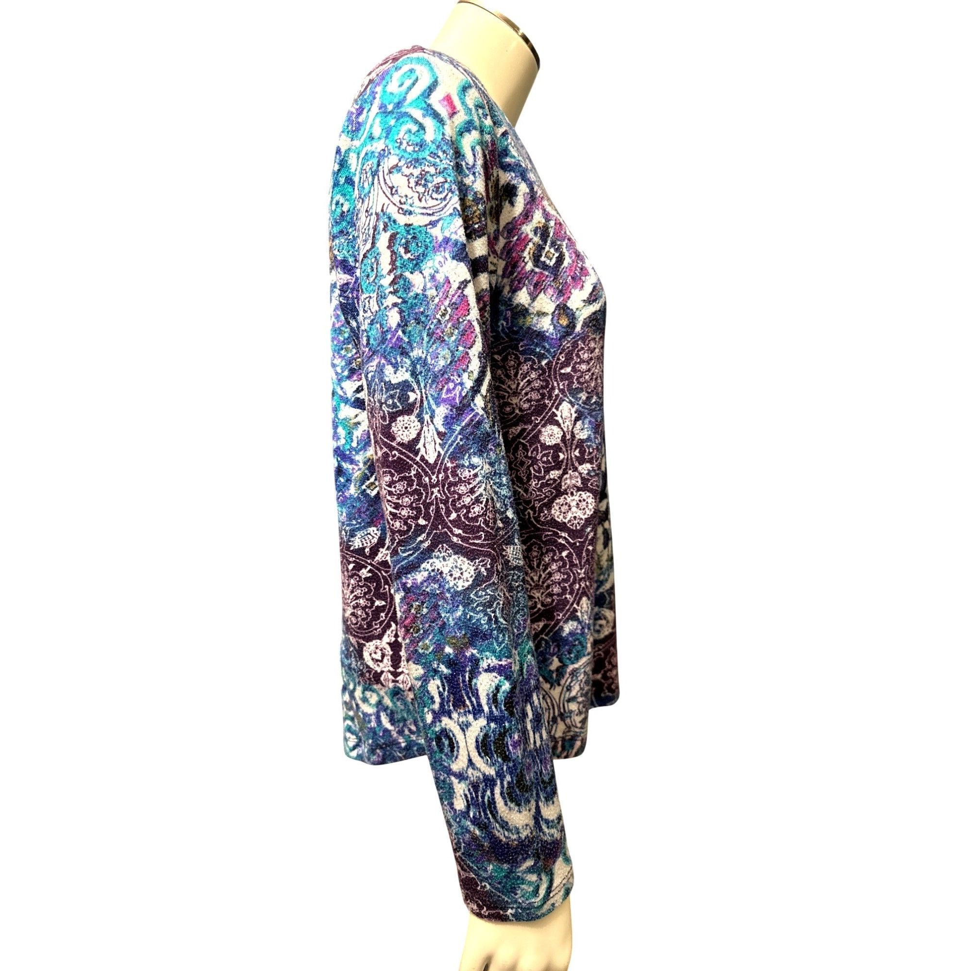Chicos Chicos Long Sleeve Top Multicolored Paisley Print Blouse Boh Size M / US 6-8 / IT 42-44 - 4 Thumbnail