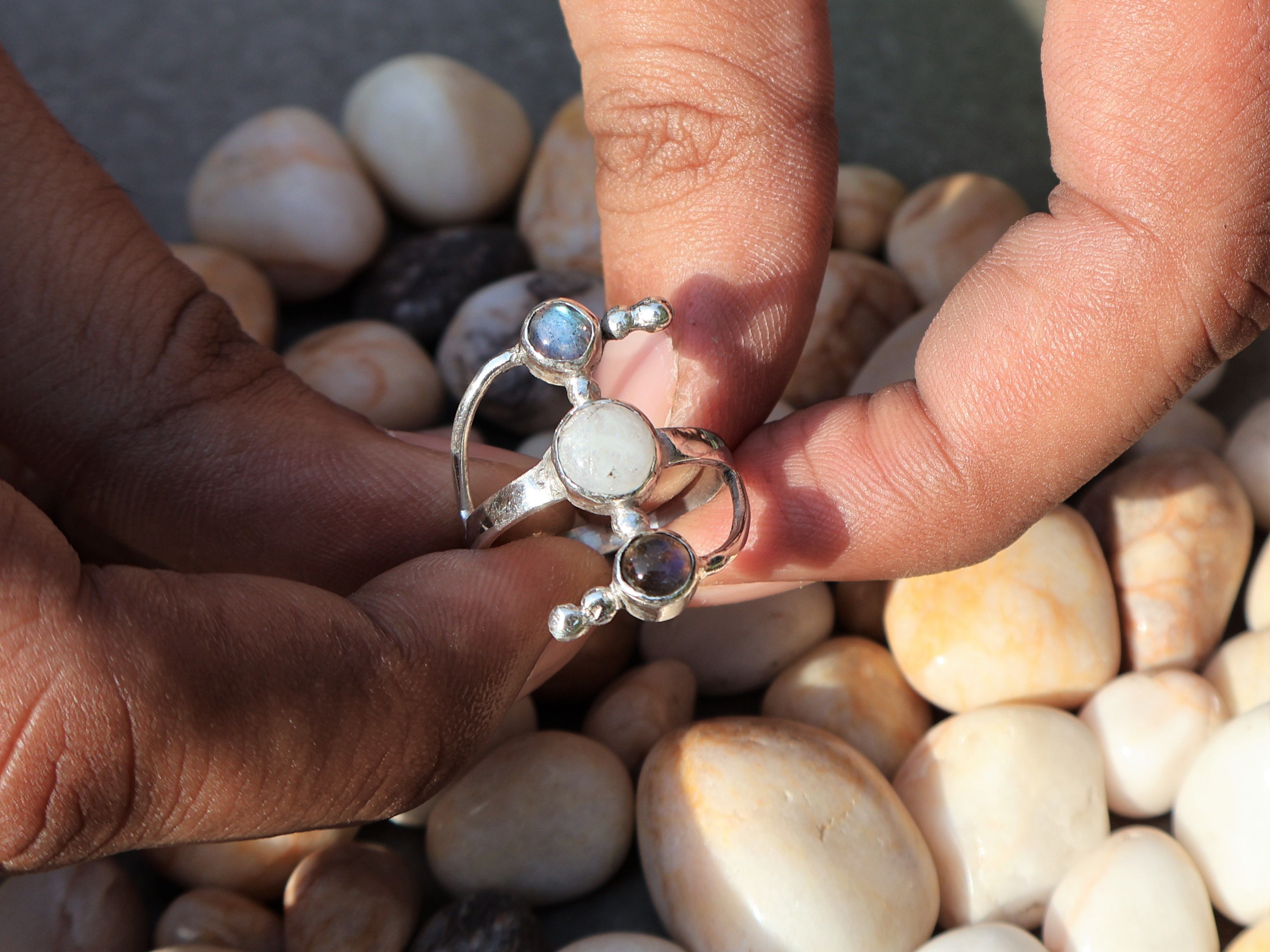 Handmade Moonstone Labradorite Ring, Sterling Silver Handmade Ring, Size ONE SIZE - 3 Thumbnail