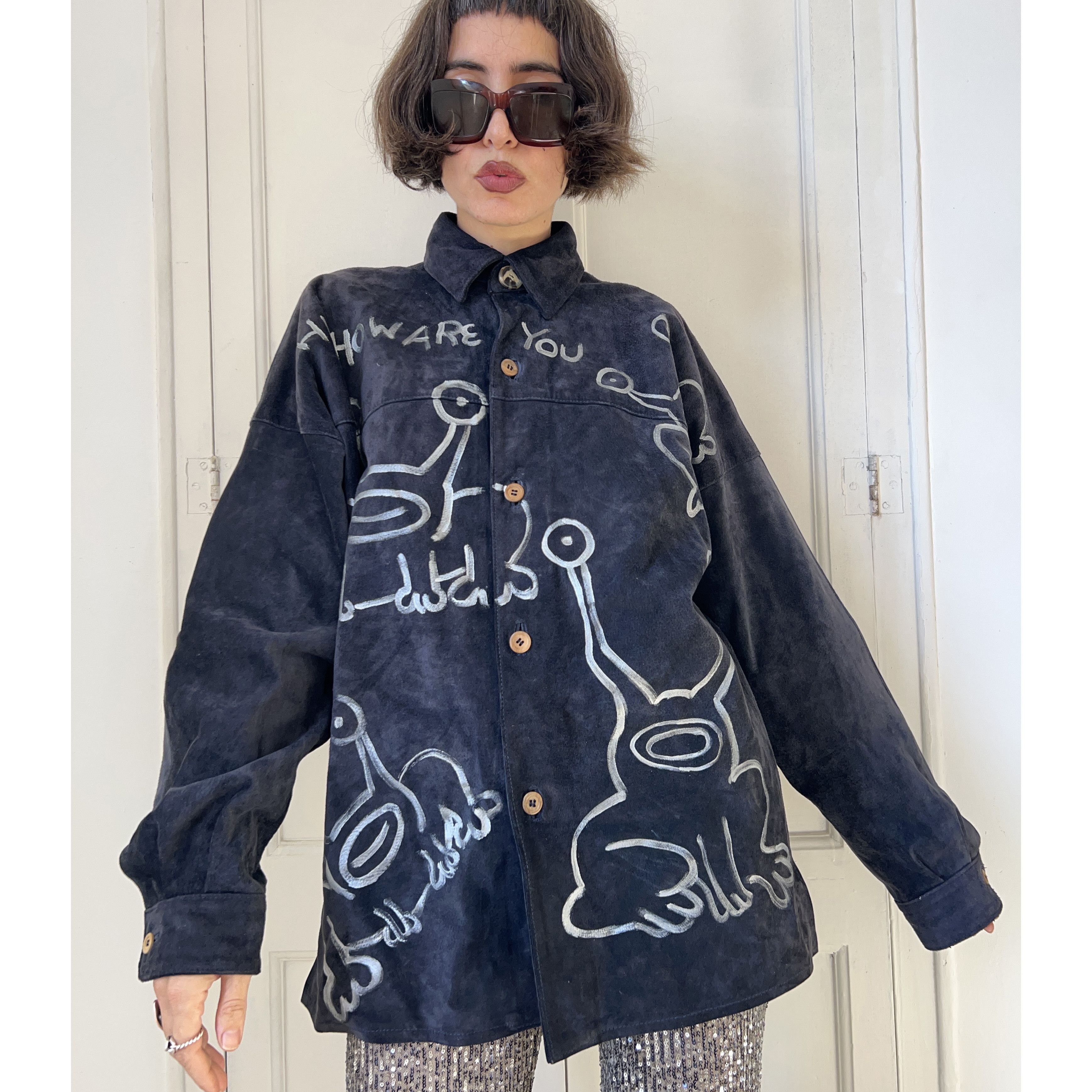 Custommade Vintage Custom Alien Navy Suede Jacket Coat Size M / US 6-8 / IT 42-44 - 1 Thumbnail