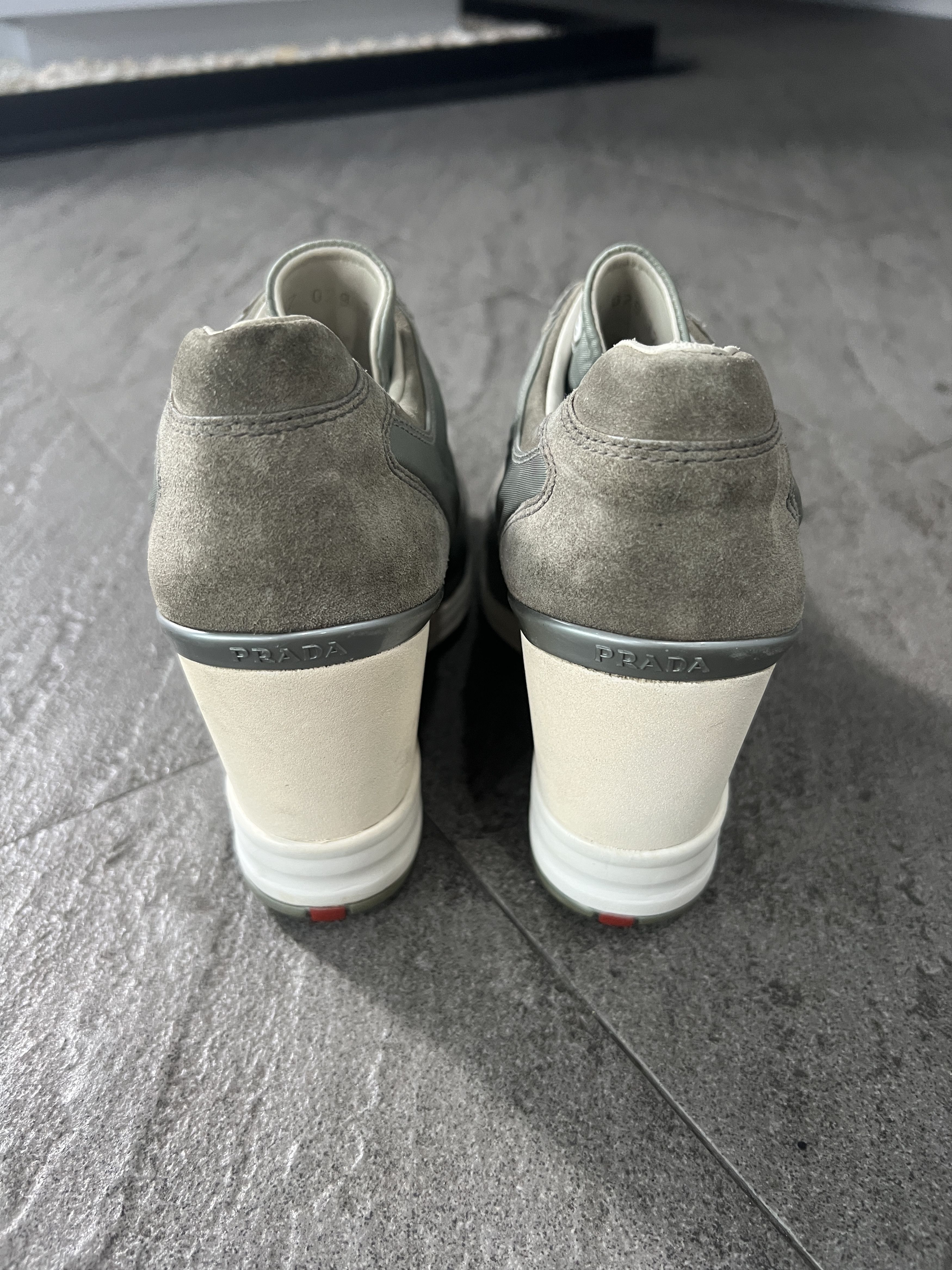 Prada Prada Nylon Suede Wedge Sneakers Sage Green EU37 Size US 7 / IT 37 - 6 Thumbnail