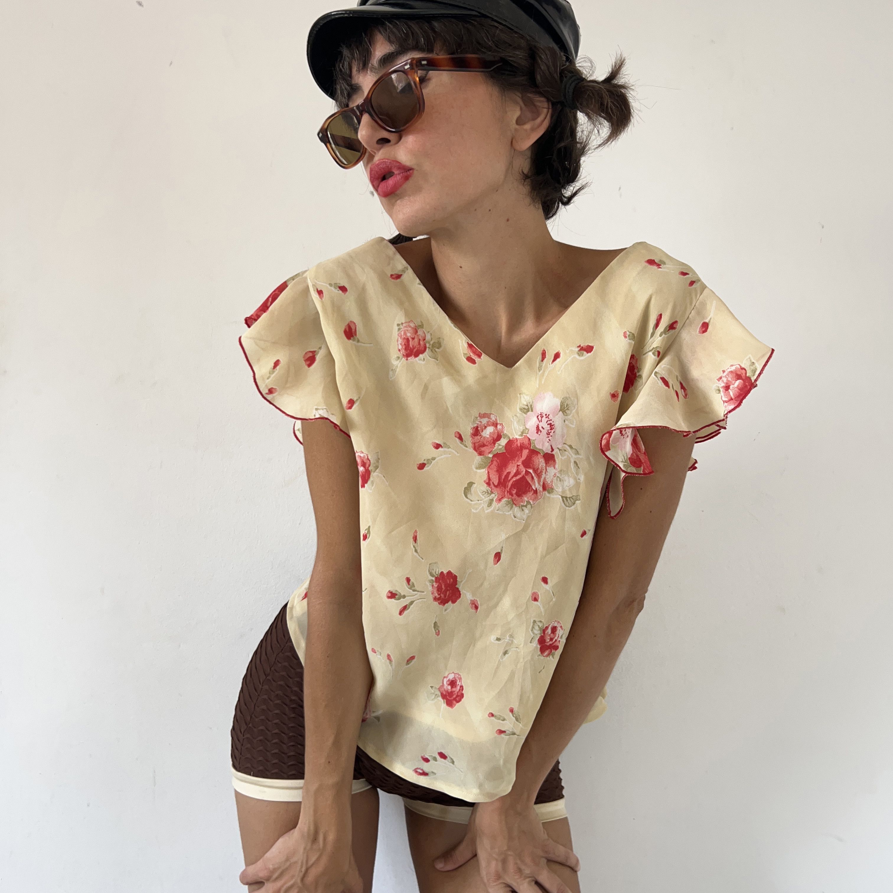 Vintage Vintage frilly floral crop blouse Size XL / US 12-14 / IT 48-50 - 3 Thumbnail